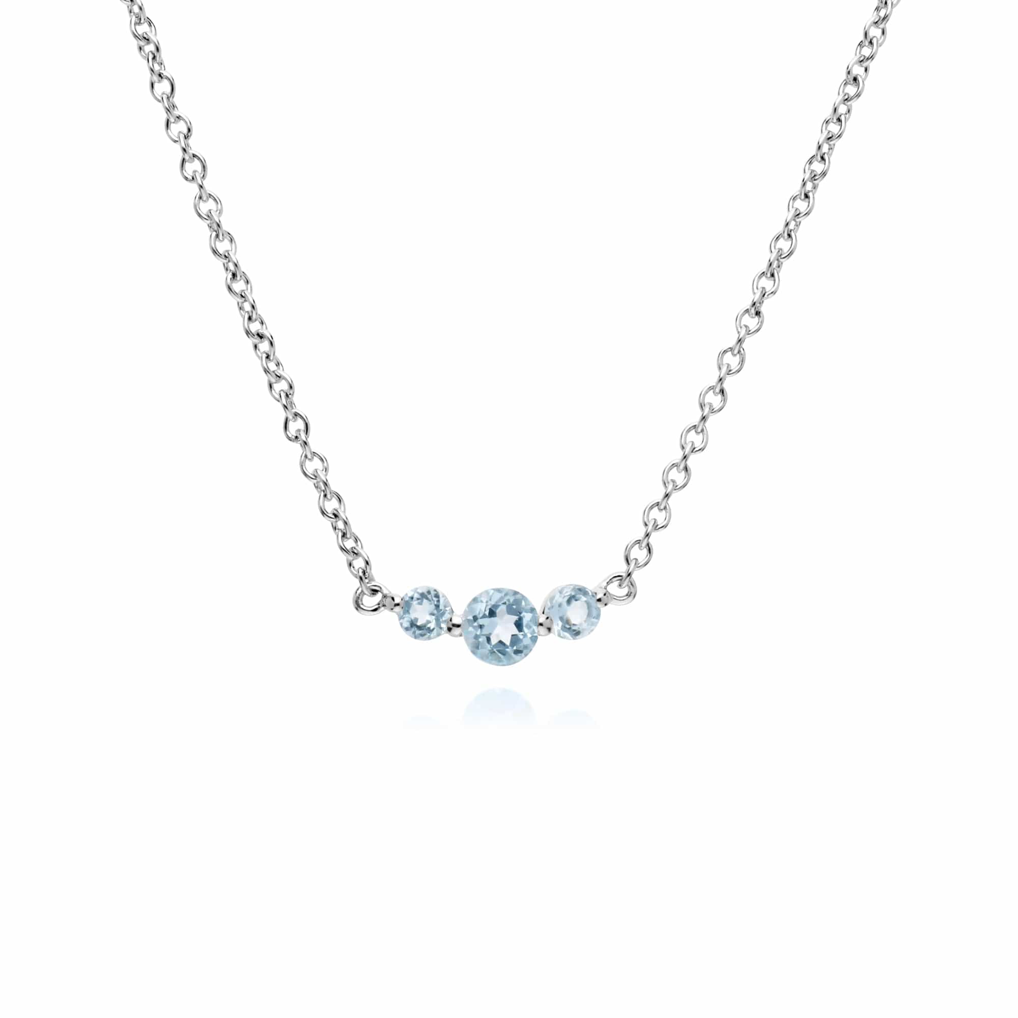 270N034201925-270R056001925 Classic Round Blue Topaz Three Stone Gradient Ring & Necklace Set in 925 Sterling Silver 2