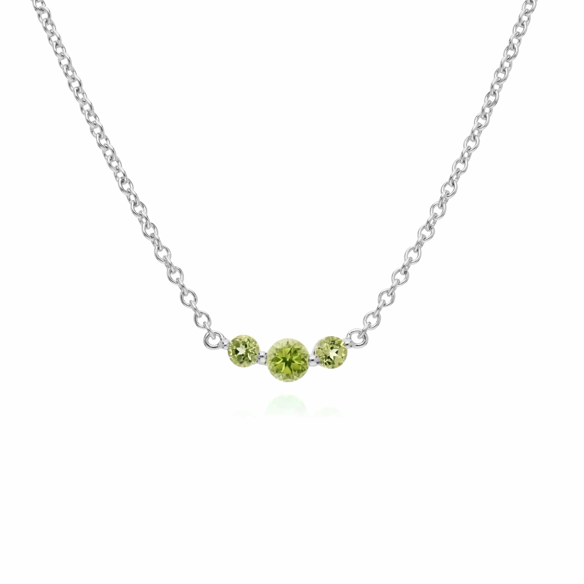 270E025504925-270N034204925 Classic Round Peridot Three Stone Gradient Earrings & Necklace Set in 925 Sterling Silver 3