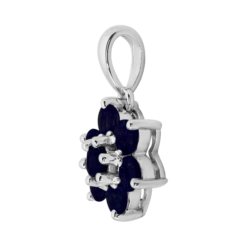 Floral Sapphire Cluster Stud Earrings & Pendant Set Image 6
