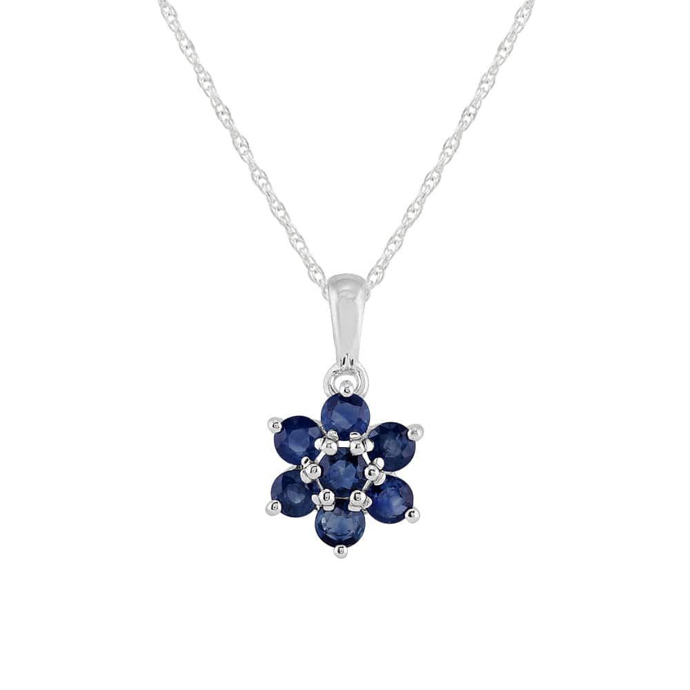 Floral Sapphire Cluster Stud Earrings & Pendant Set Image 5