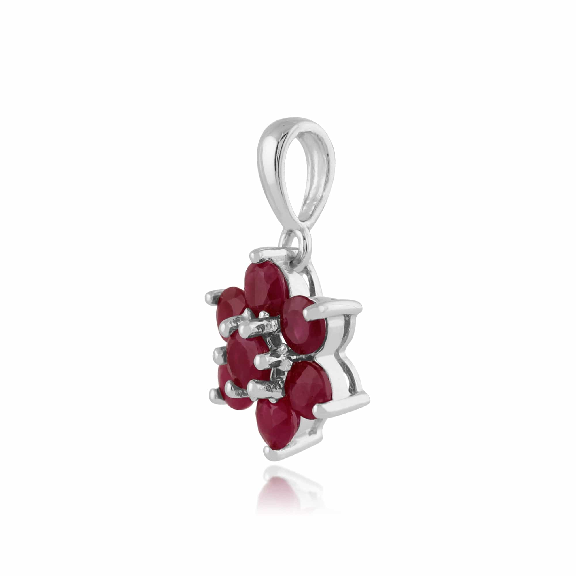 270P0169079 Floral Round Ruby Cluster Pendant in 925 Sterling Silver 2