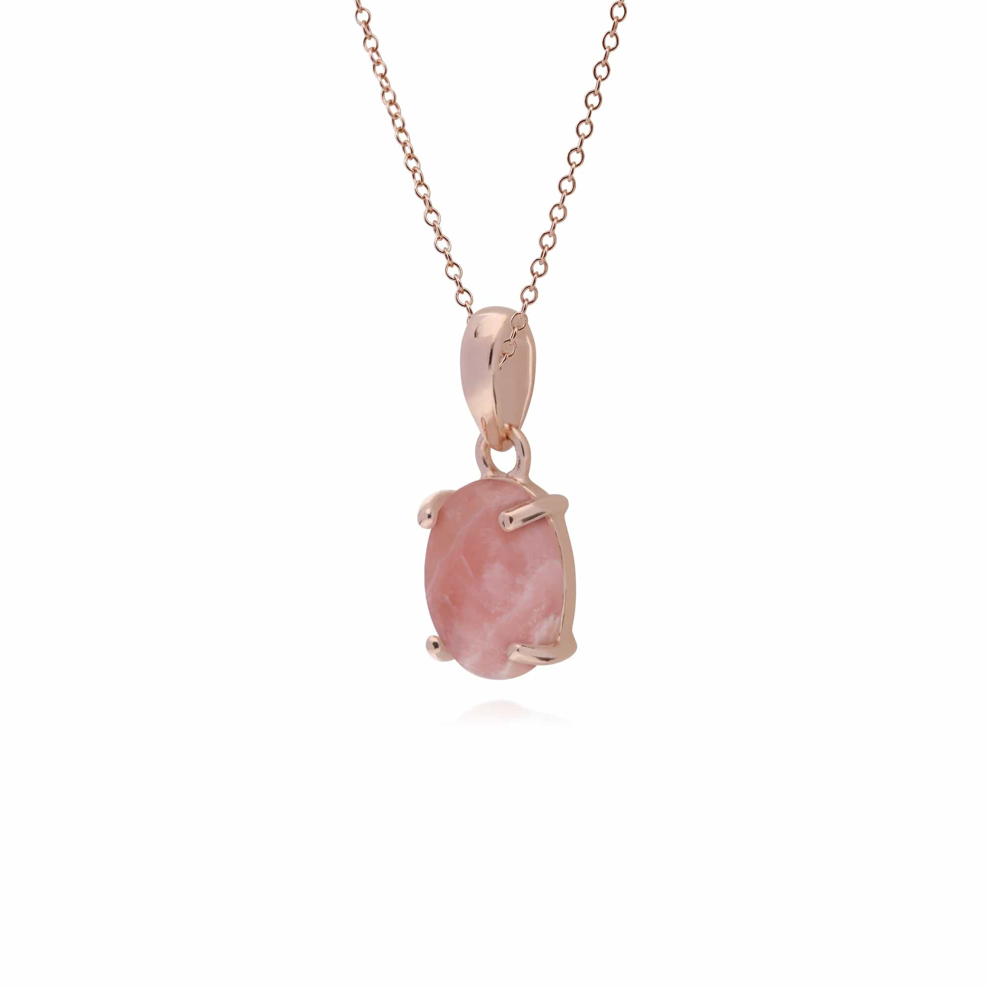 Classic Oval Rhodochrosite Pendant in Rose Gold Plated 925 Sterling Silver - Gemondo