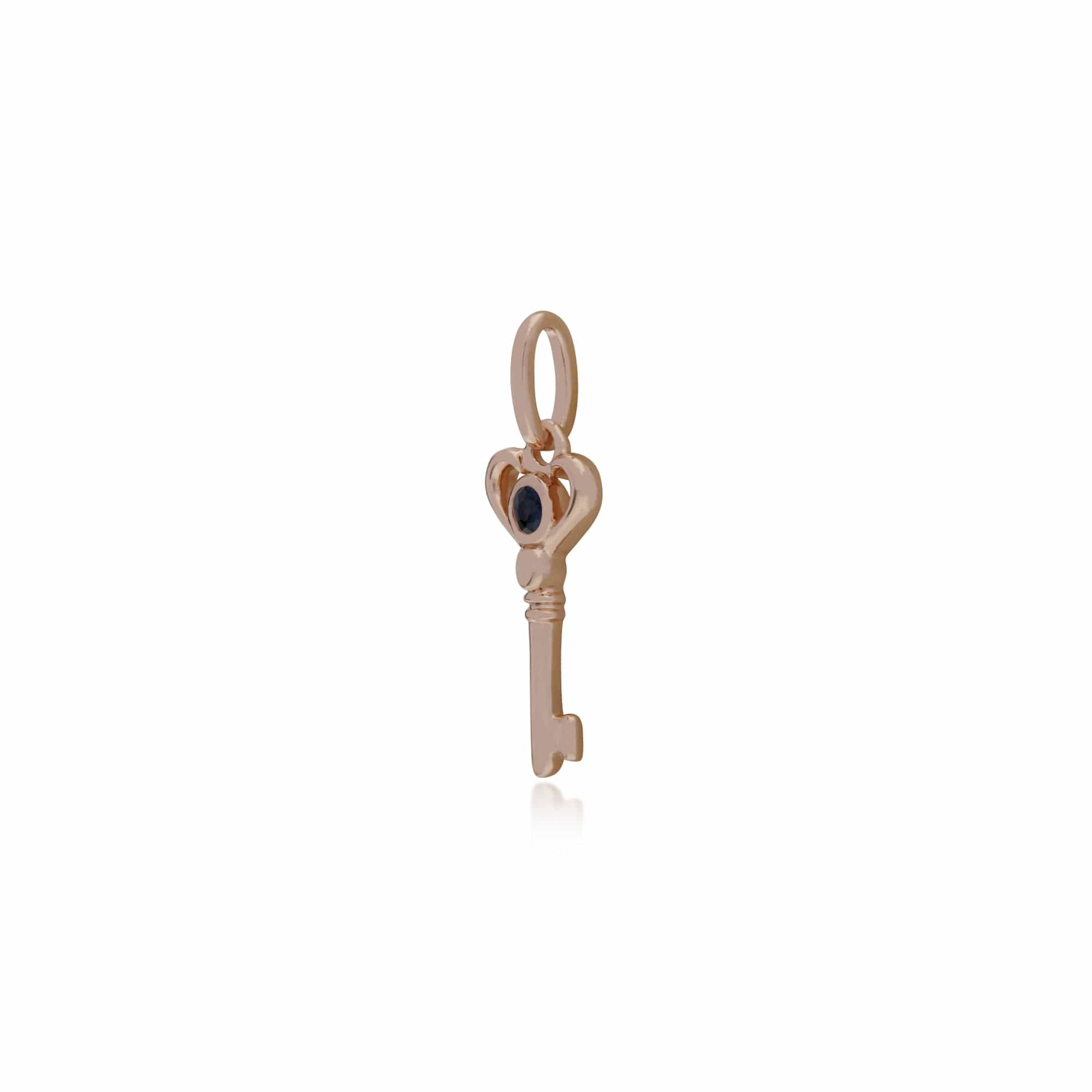 Gemondo Rose Gold Plated Sterling Silver Sapphire Small Key Charm - Gemondo