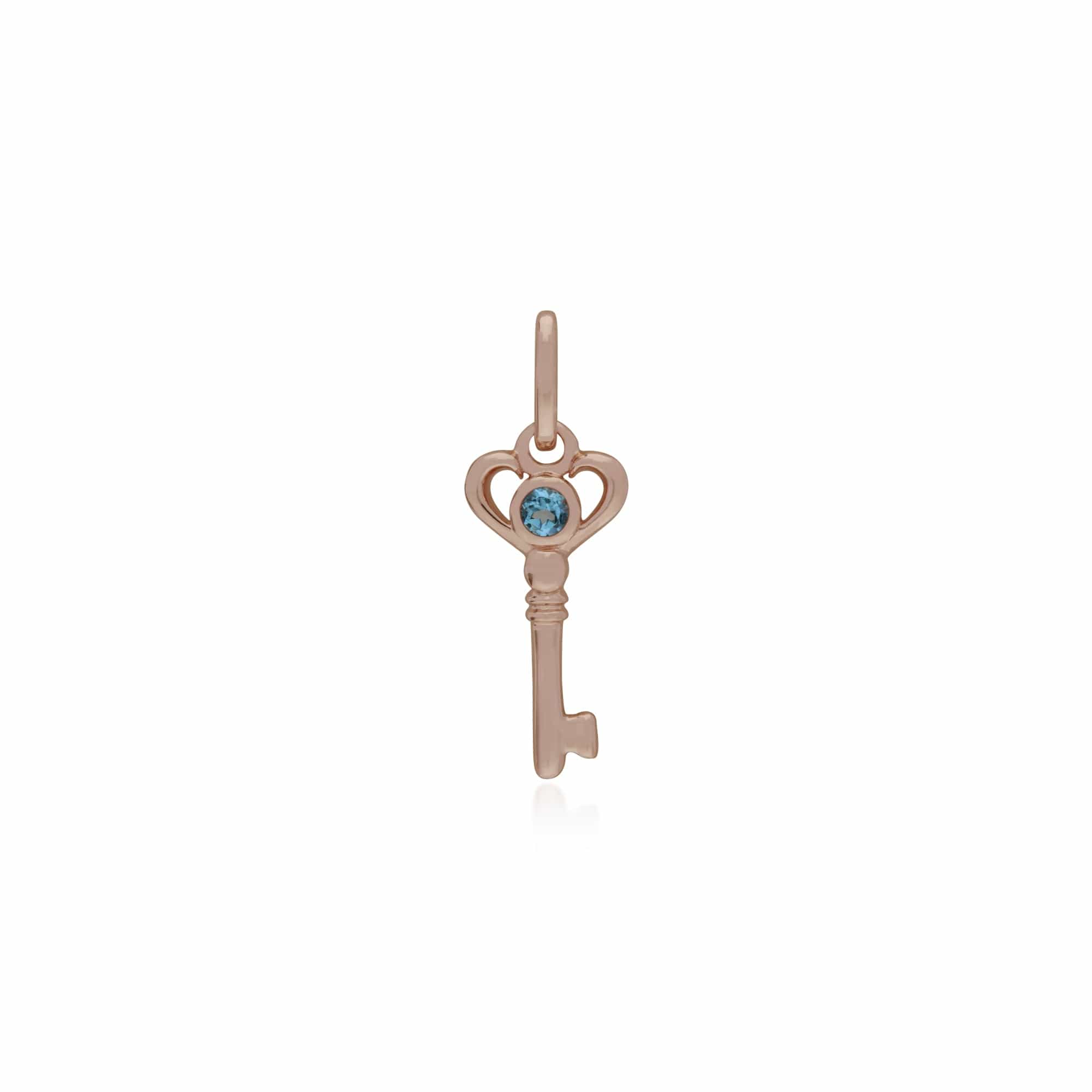 270P026305925-270P026901925 Classic Heart Lock Pendant & Blue Topaz Key Charm in Rose Gold Plated 925 Sterling Silver 2