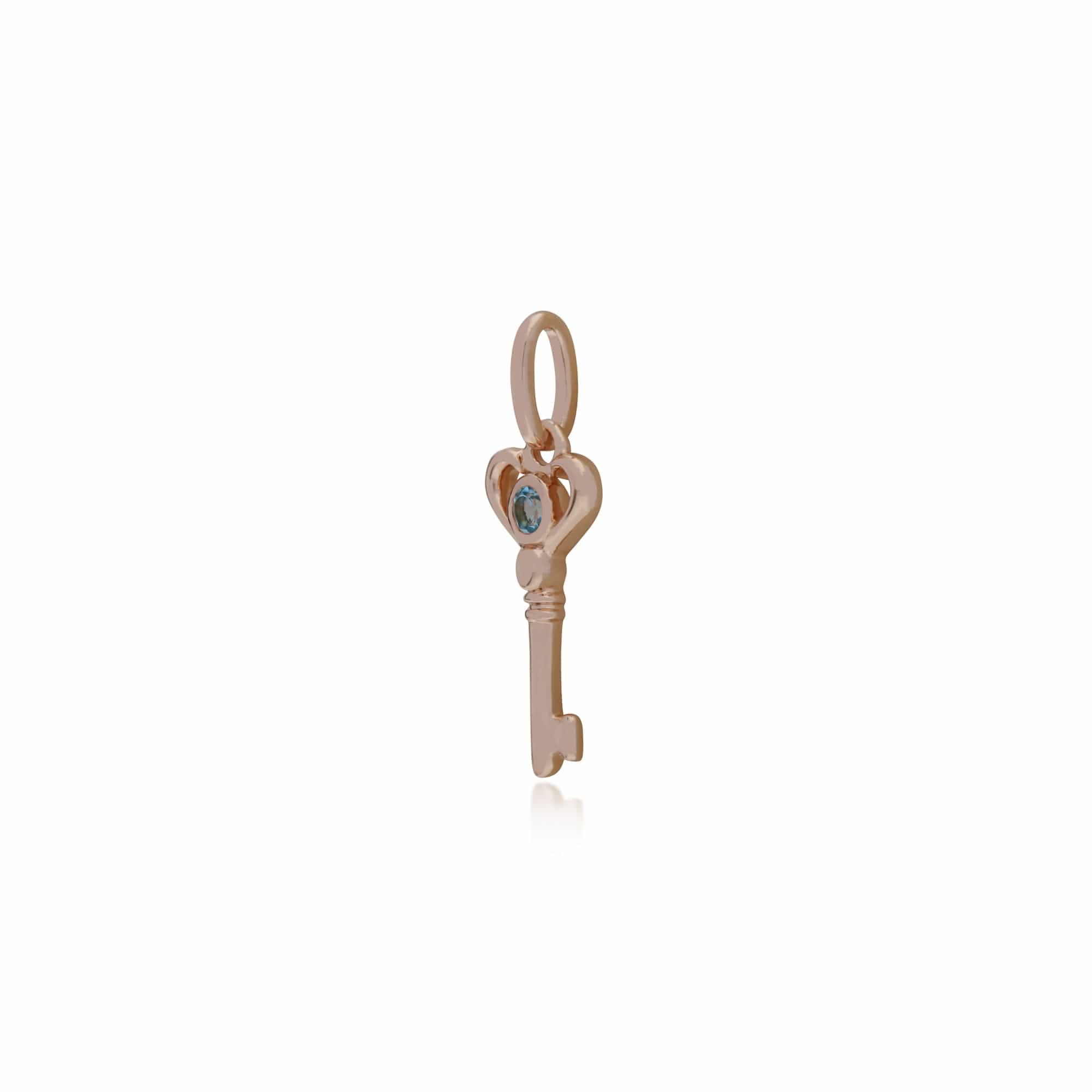 270P026305925 Rose Gold Plated Sterling Silver Blue Topaz Small Key Charm 2