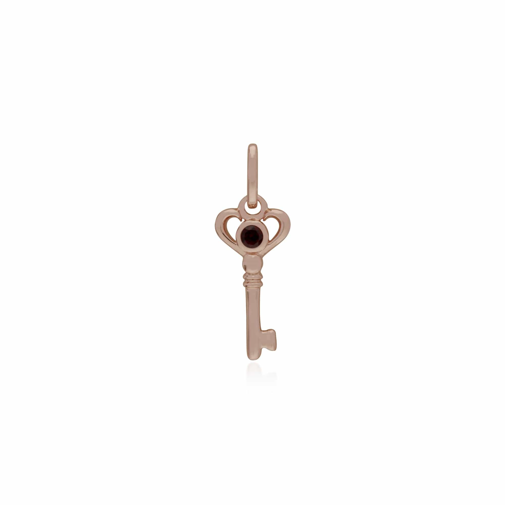 270P026306925-270P026901925 Classic Heart Lock Pendant & Garnet Key Charm in Rose Gold Plated 925 Sterling Silver 2