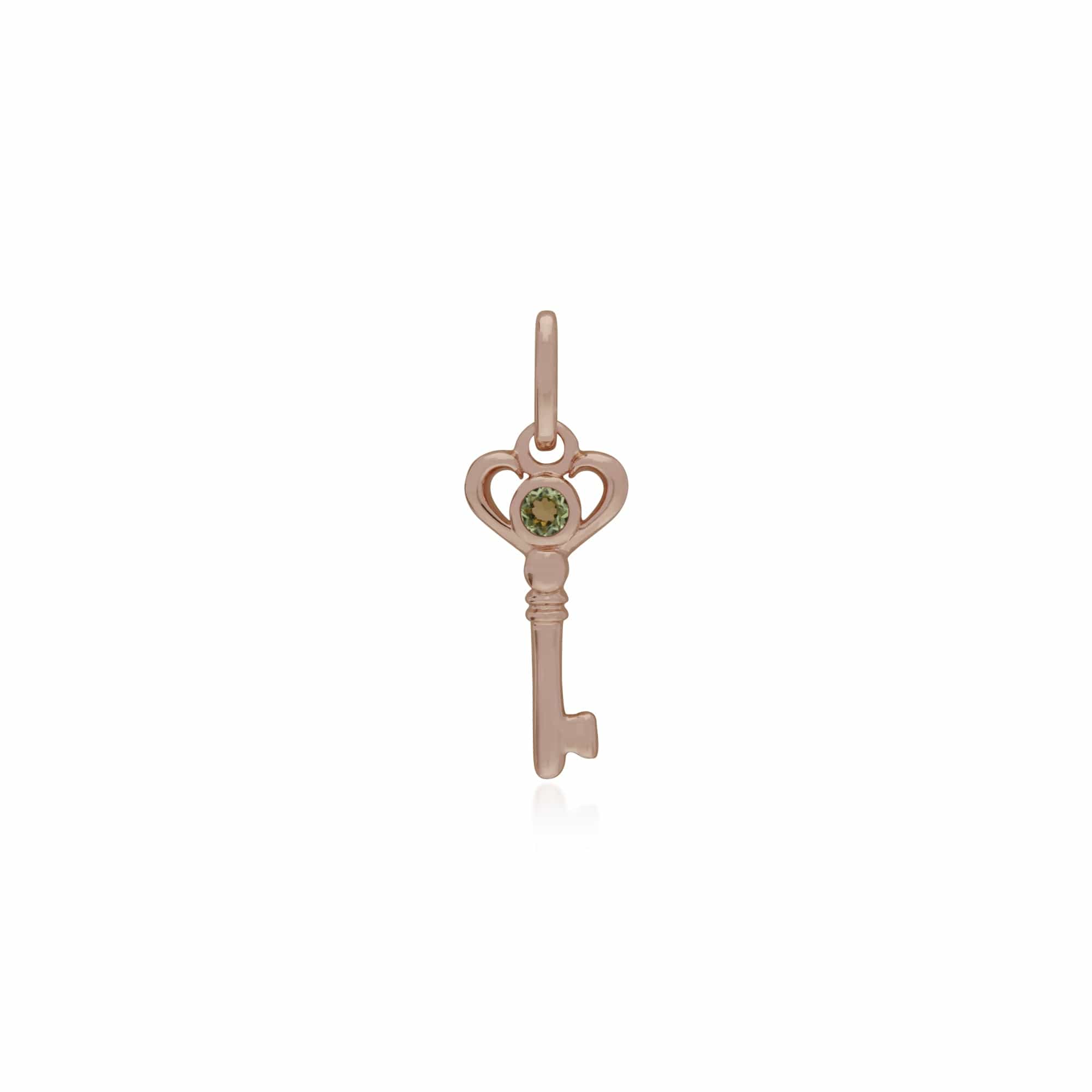 270P026307925-270P026501925 Classic Swirl Heart Lock Pendant & Peridot Key Charm in Rose Gold Plated 925 Sterling Silver 2