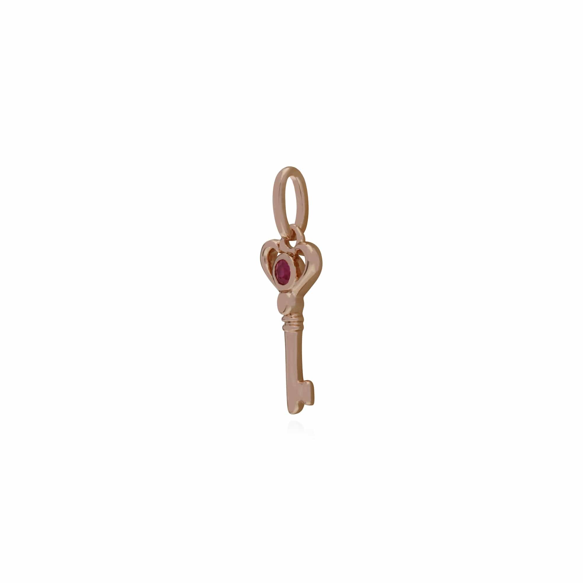 270P026301925 Gemondo Rose Gold Plated Sterling Silver Ruby Small Key Charm 2