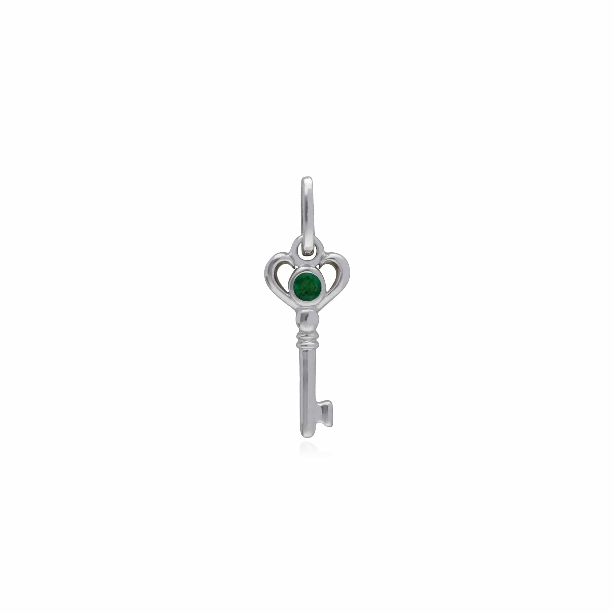 270P026401925 Gemondo Sterling Silver Emerald Small Key Charm 1