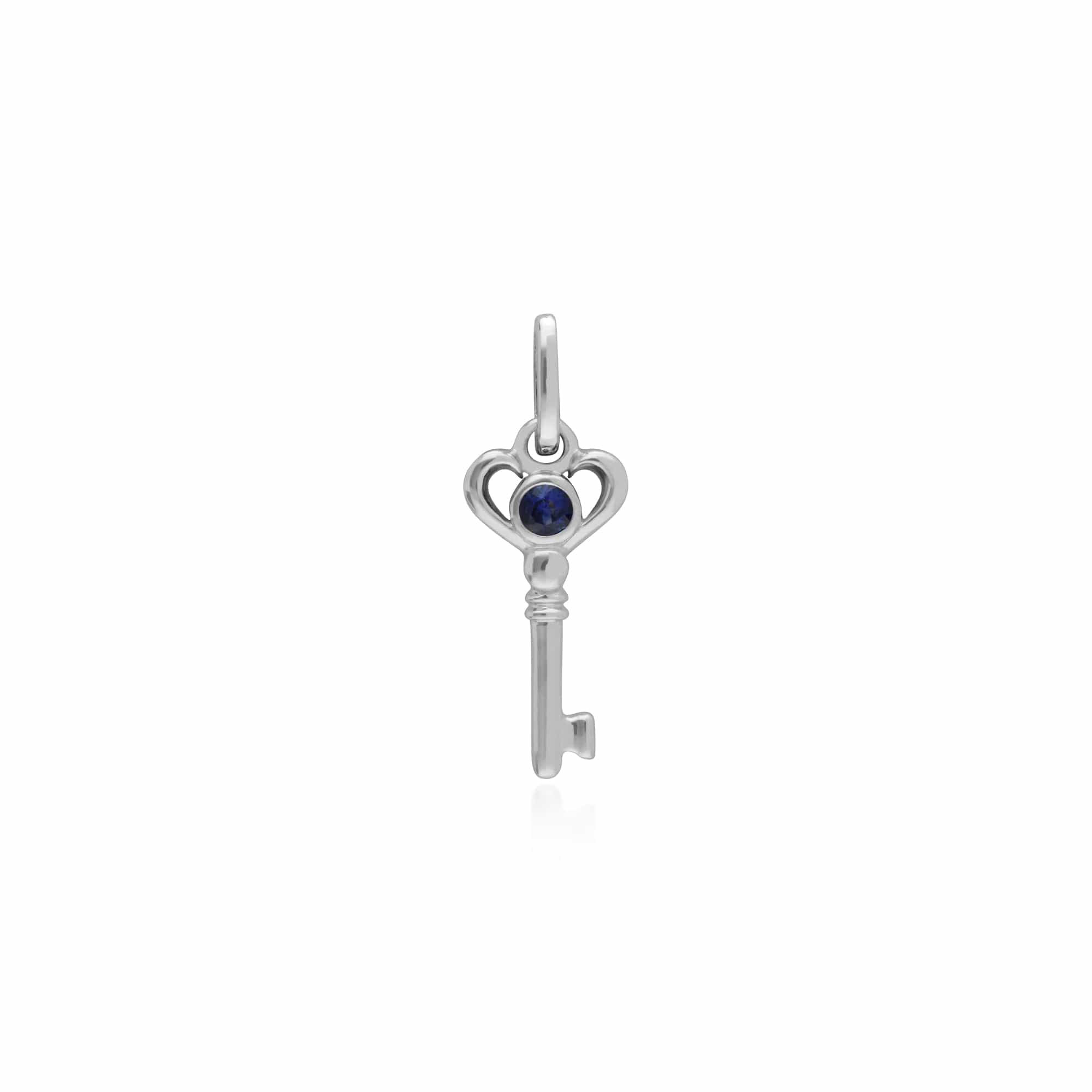 Gemondo Sterling Silver Sapphire Small Key Charm - Gemondo