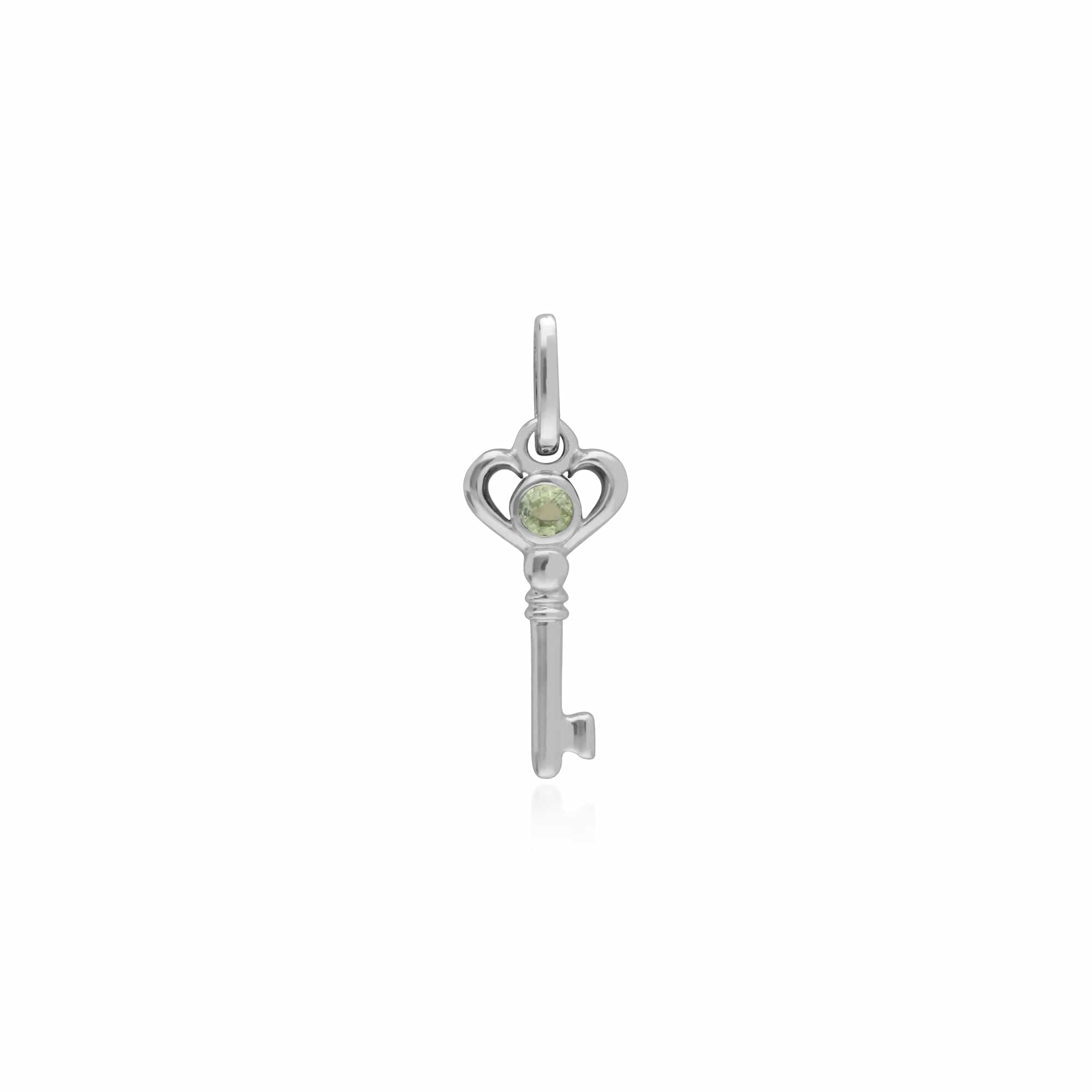 270P026407925-270P026601925 Classic Swirl Heart Lock Pendant & Peridot Key Charm in 925 Sterling Silver 2