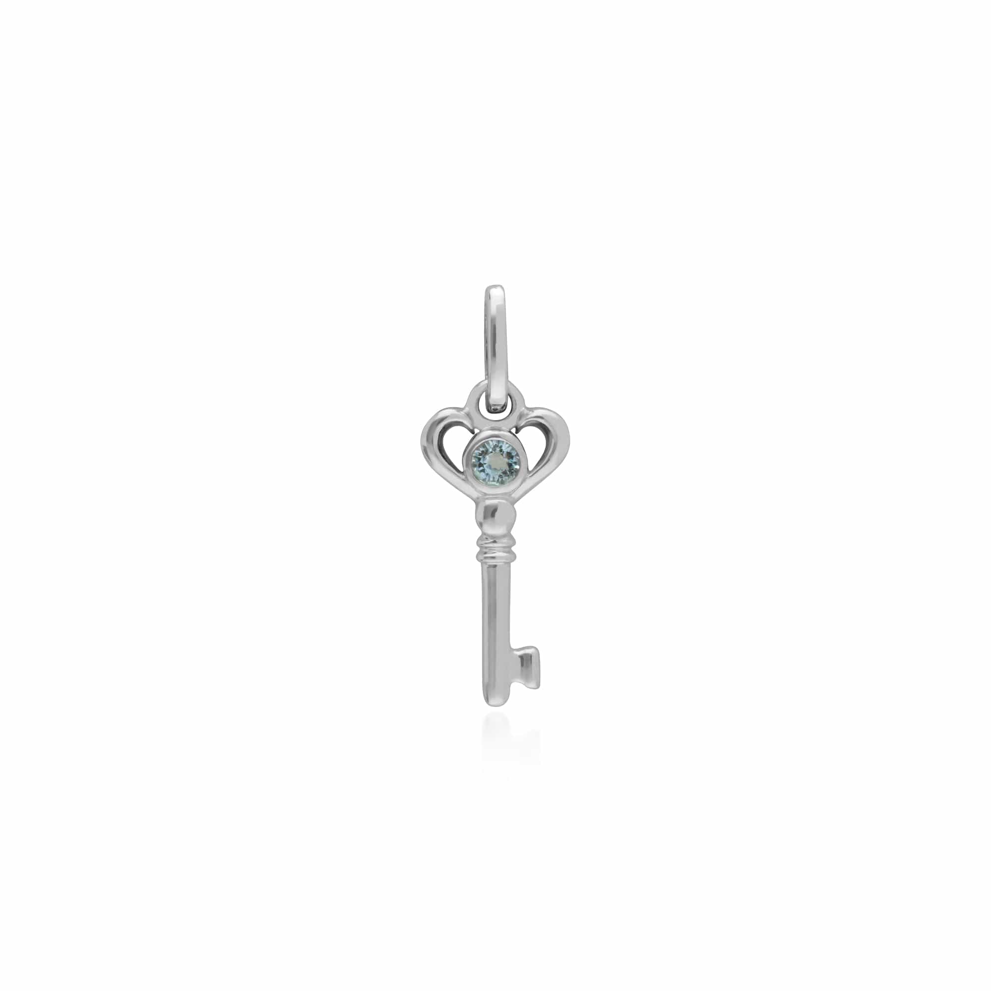270P026408925-270P027001925 Classic Heart Lock Pendant & Aquamarine Key Charm in 925 Sterling Silver 2