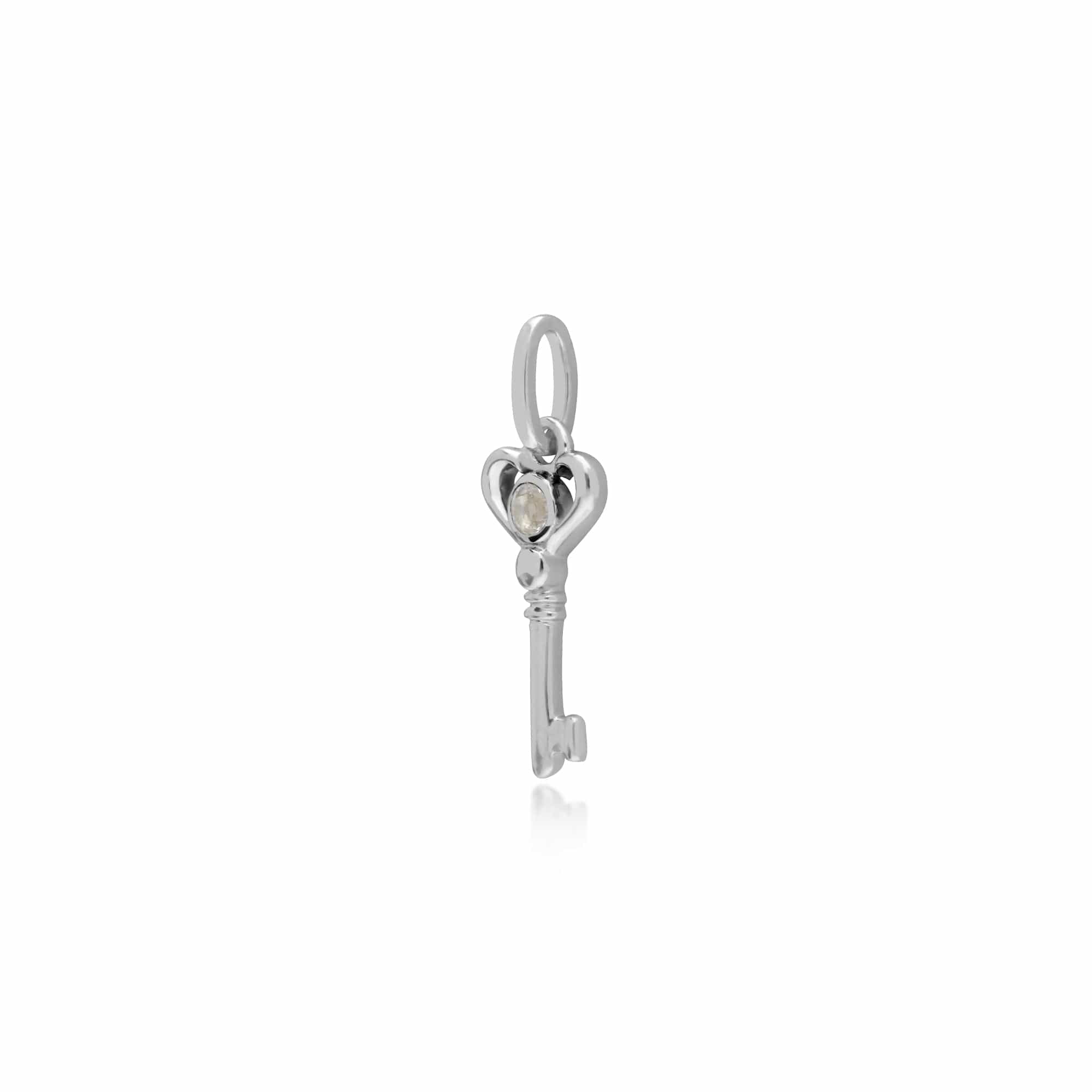 Gemondo Sterling Silver Clear Topaz Small Key Charm - Gemondo