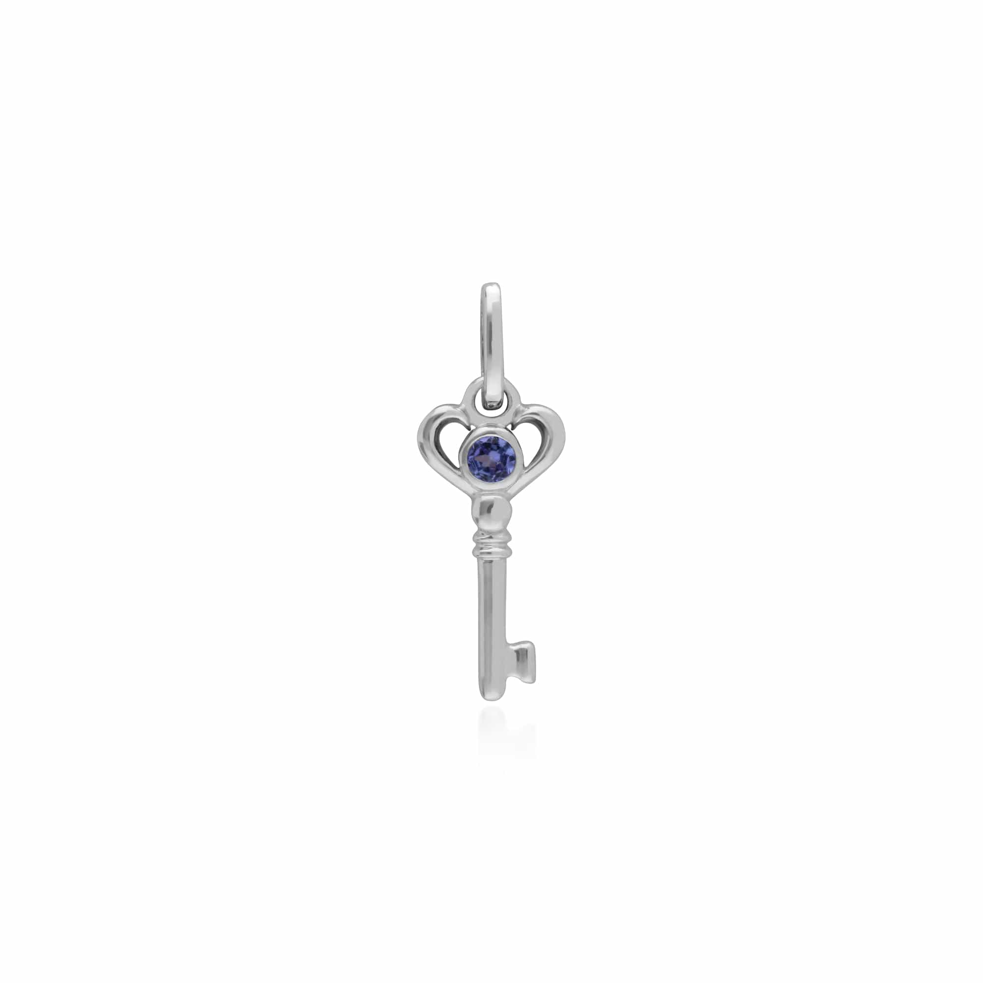 270P026410925-270P026601925 Classic Swirl Heart Lock Pendant & Tanzanite Key Charm in 925 Sterling Silver 2
