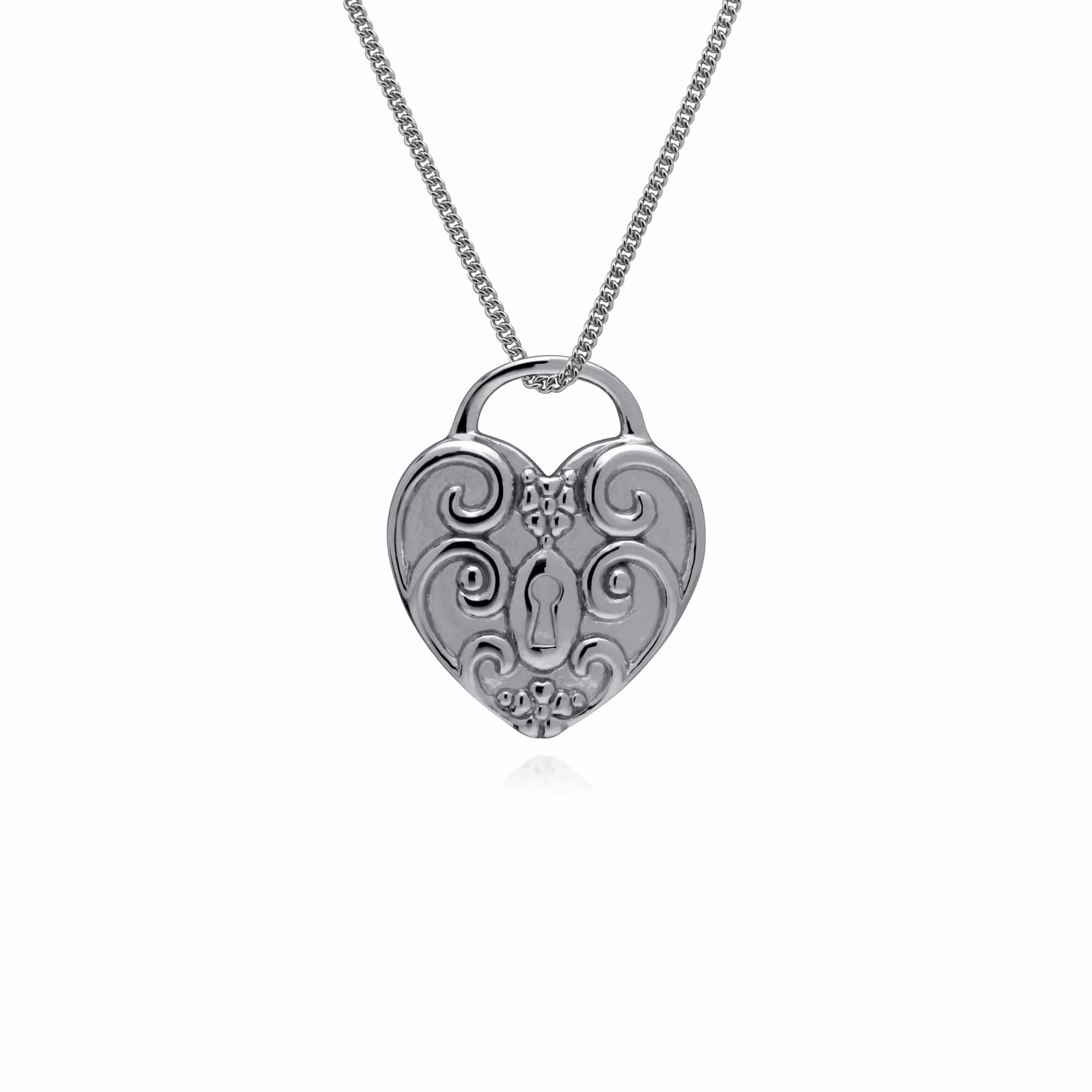 270P027501925-270P026601925 Classic Swirl Heart Lock Pendant & Jade Key Charm in 925 Sterling Silver 3