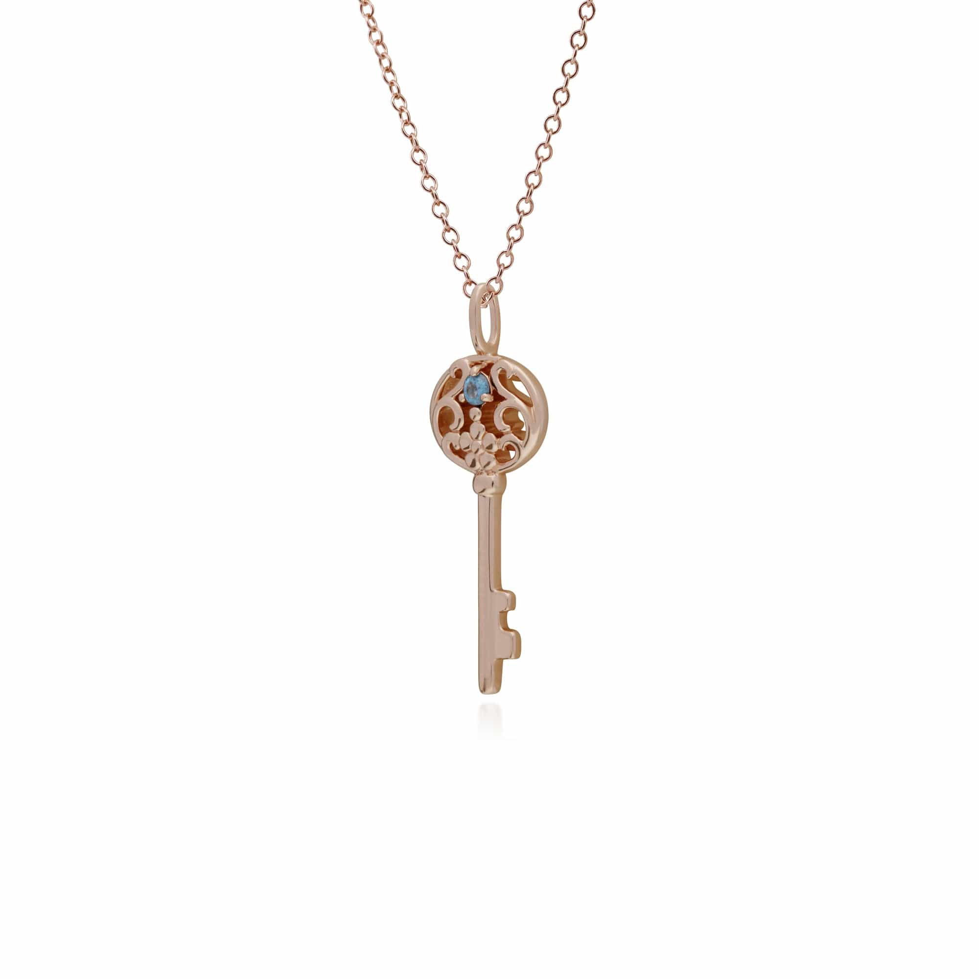 270P026706925 Rose Gold Plated Sterling Silver Blue Topaz Big Key Charm 2