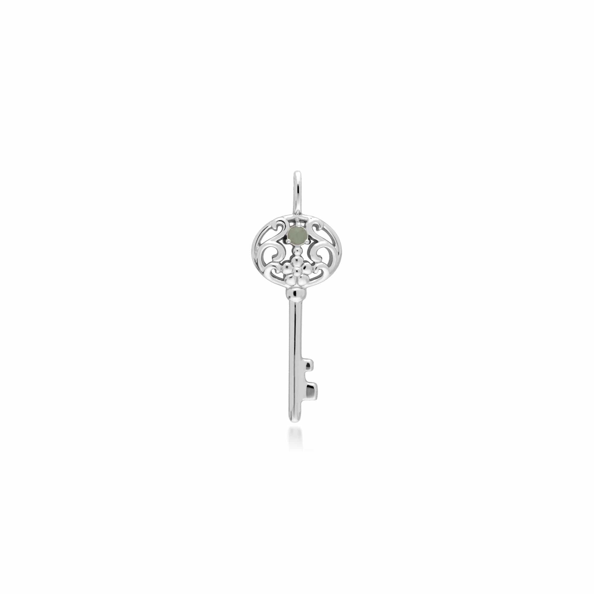 270P026802925-270P026601925 Classic Swirl Heart Lock Pendant & Jade Big Key Charm in 925 Sterling Silver 2