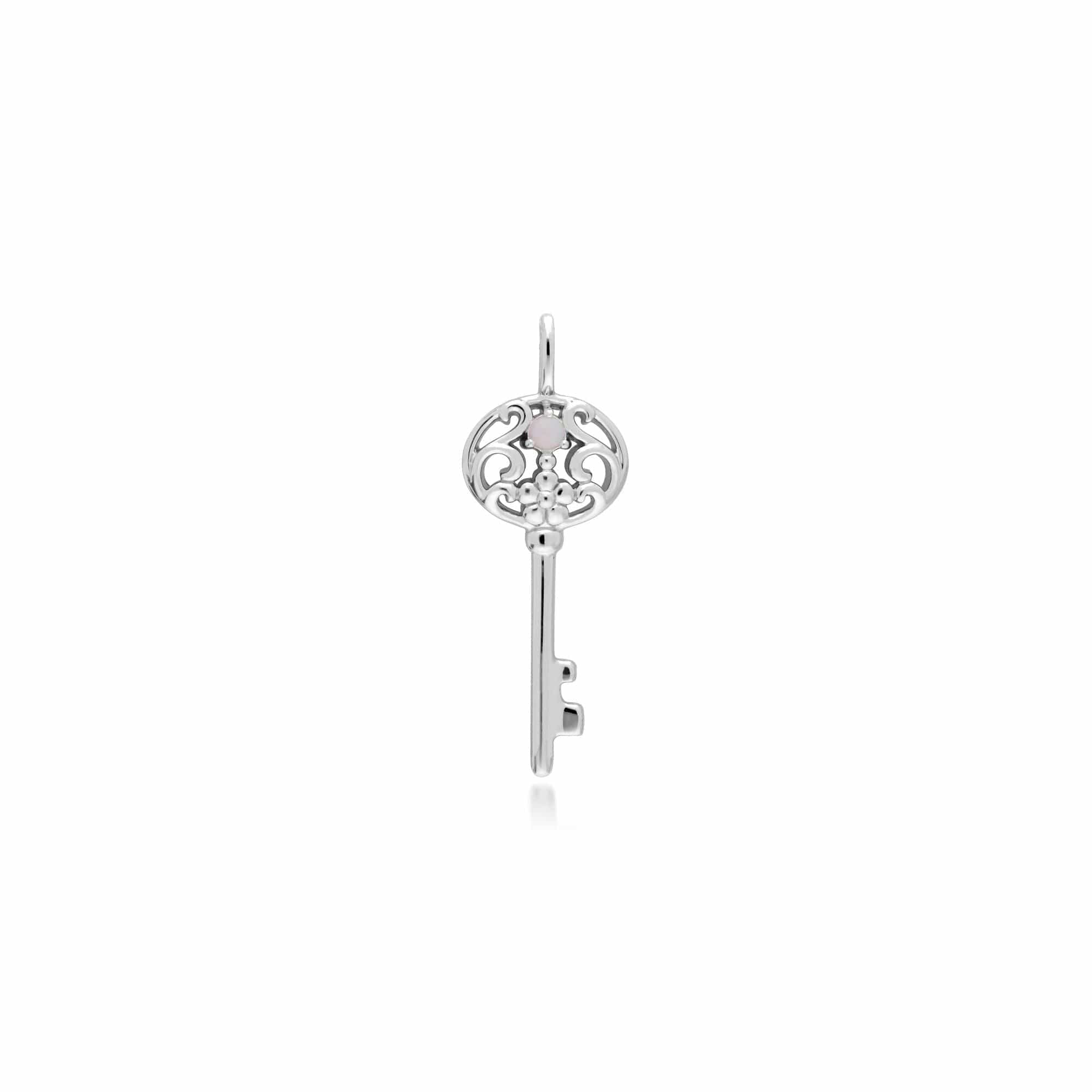 270P026803925-270P027001925 Classic Heart Lock Pendant & Opal Big Key Charm in 925 Sterling Silver 2