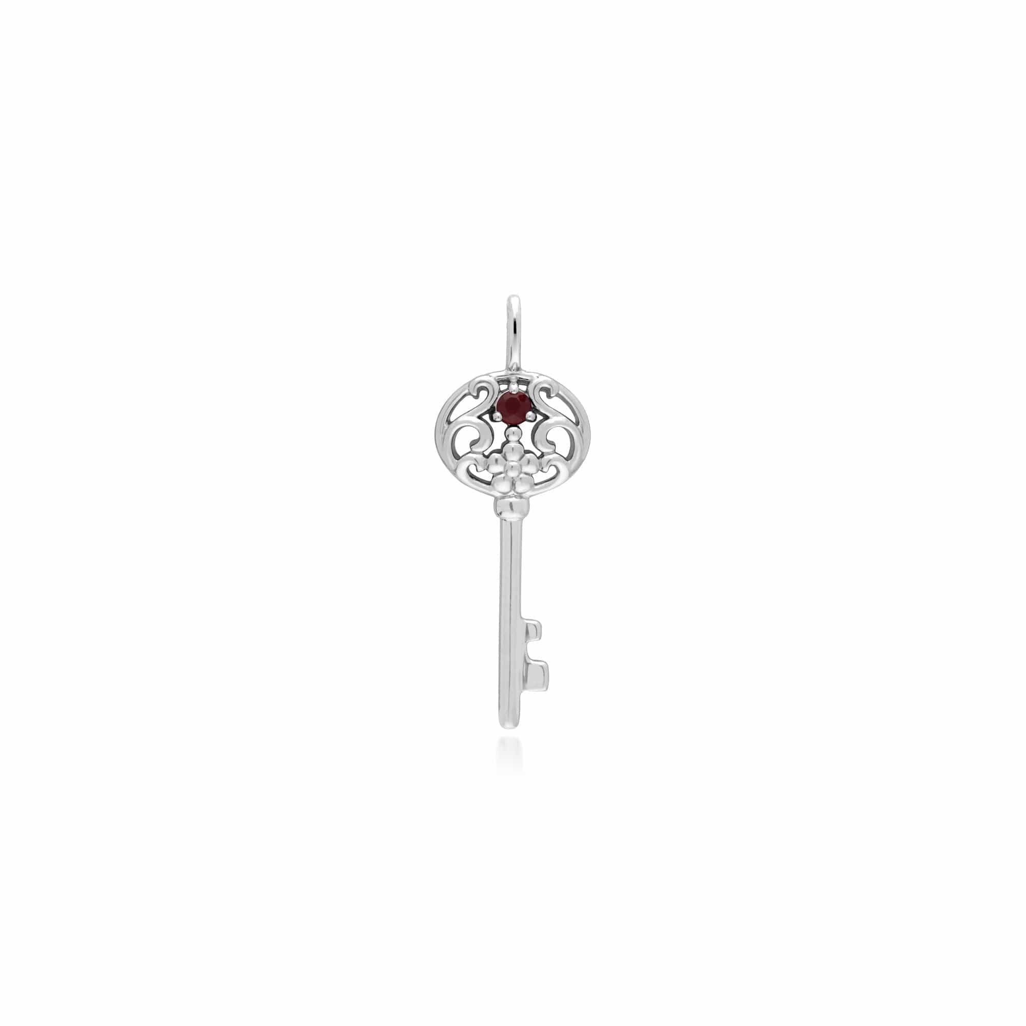 270P026806925-270P026601925 Classic Swirl Heart Lock Pendant & Ruby Big Key Charm in 925 Sterling Silver 2