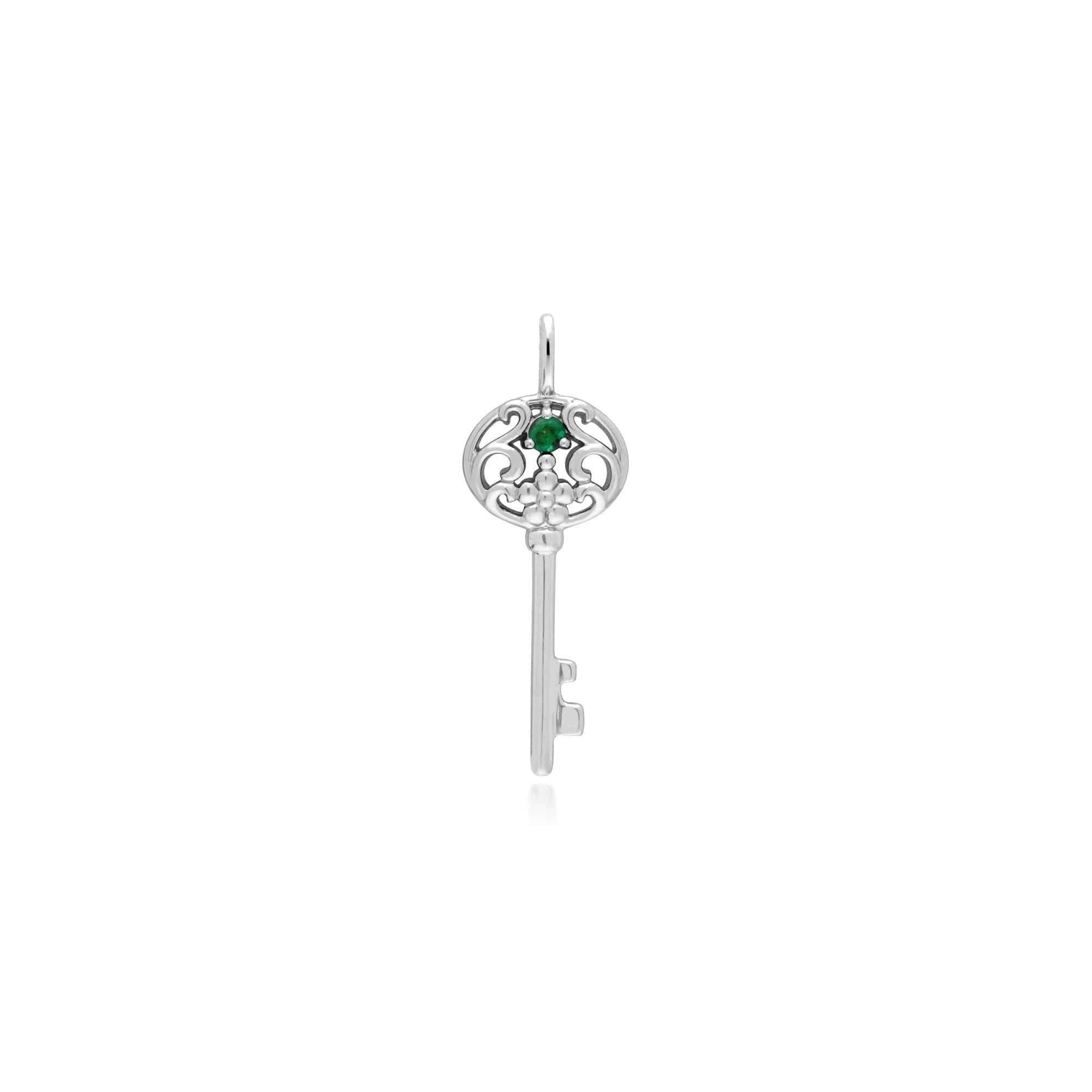 Gemondo Sterling Silver Emerald Big Key Charm - Gemondo