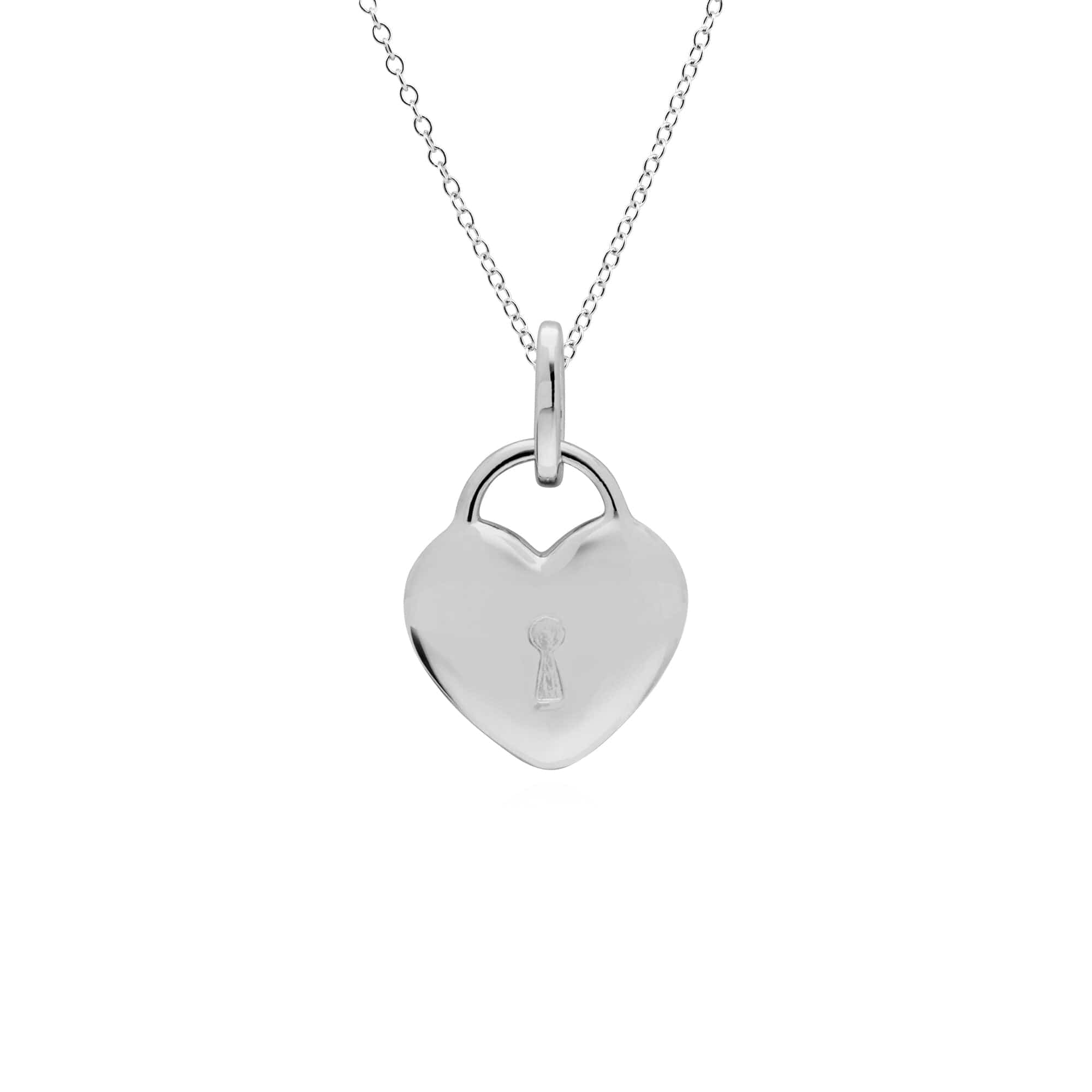 270P027610925-270P027001925 Classic Heart Lock Pendant & Sapphire Charm in 925 Sterling Silver 3