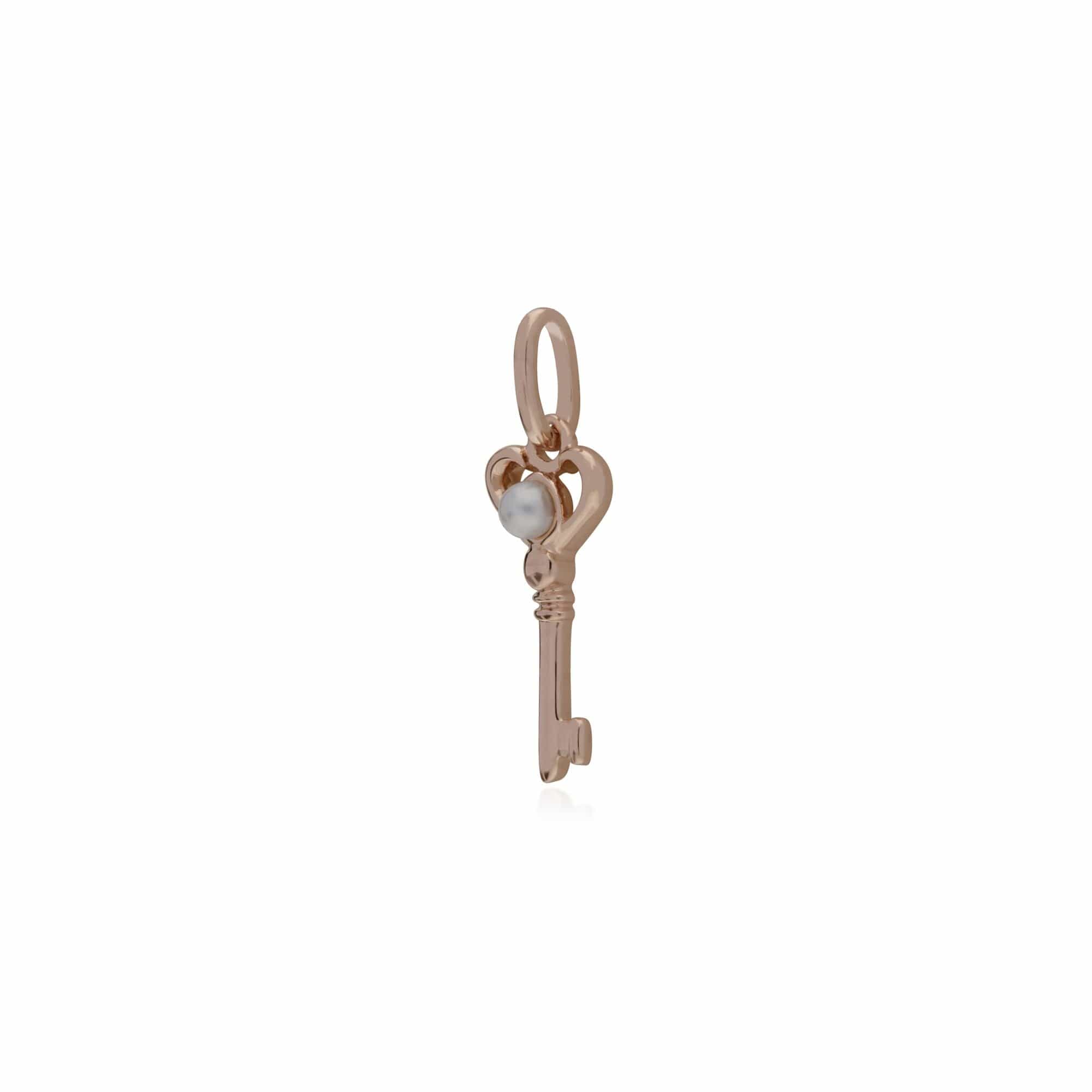 270P027101925 Rose Gold Plated Sterling Silver Pearl Small Key Charm 4