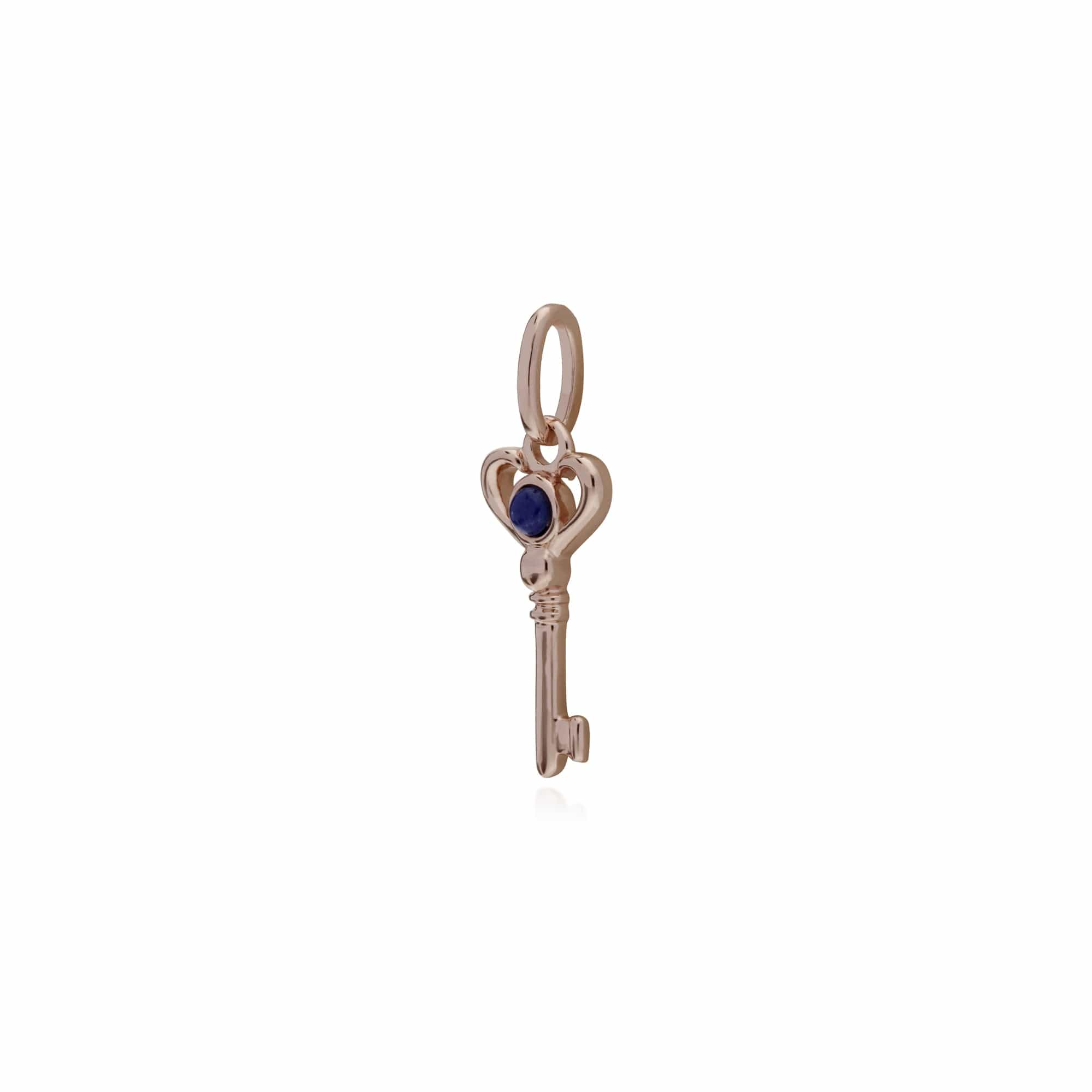Gemondo Rose Gold Plated Sterling Silver Lapis Lazuli Small Key Charm - Gemondo