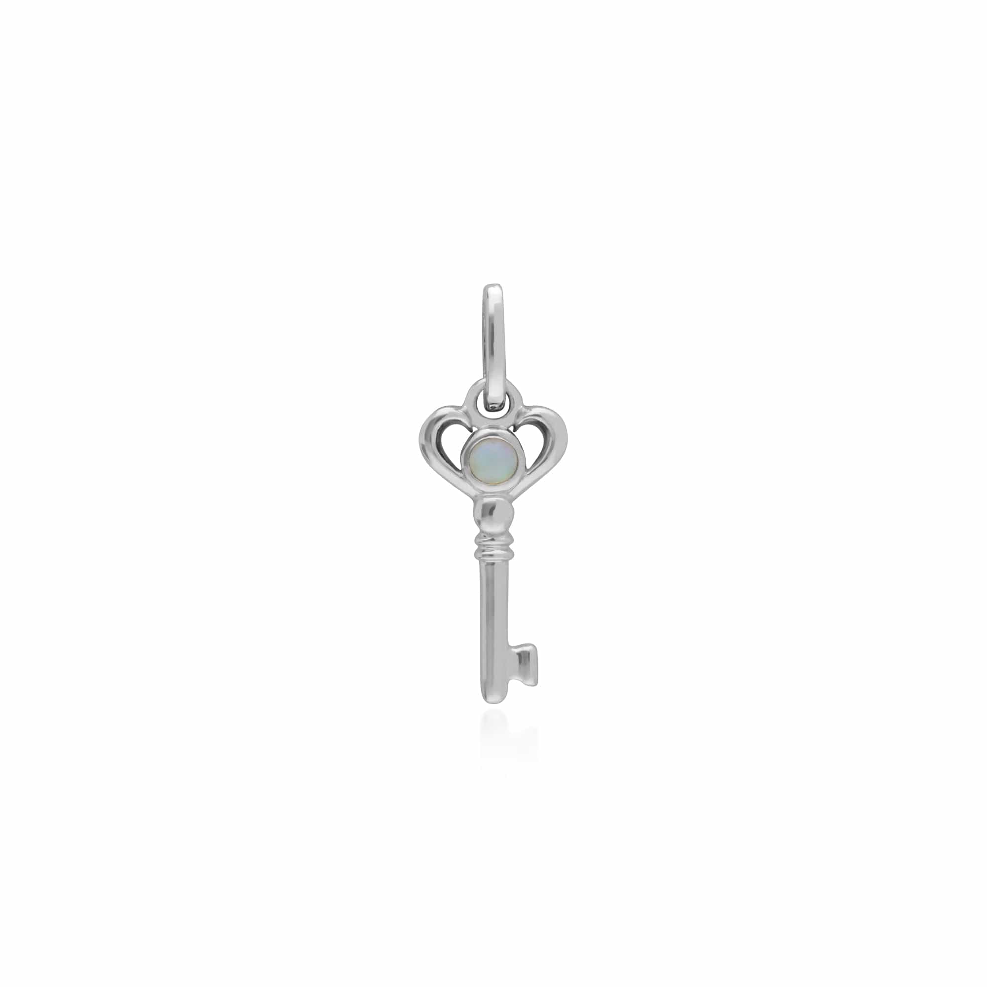 270P027502925-270P026601925 Classic Swirl Heart Lock Pendant & Rainbow Moonstone Key Charm in 925 Sterling Silver 2