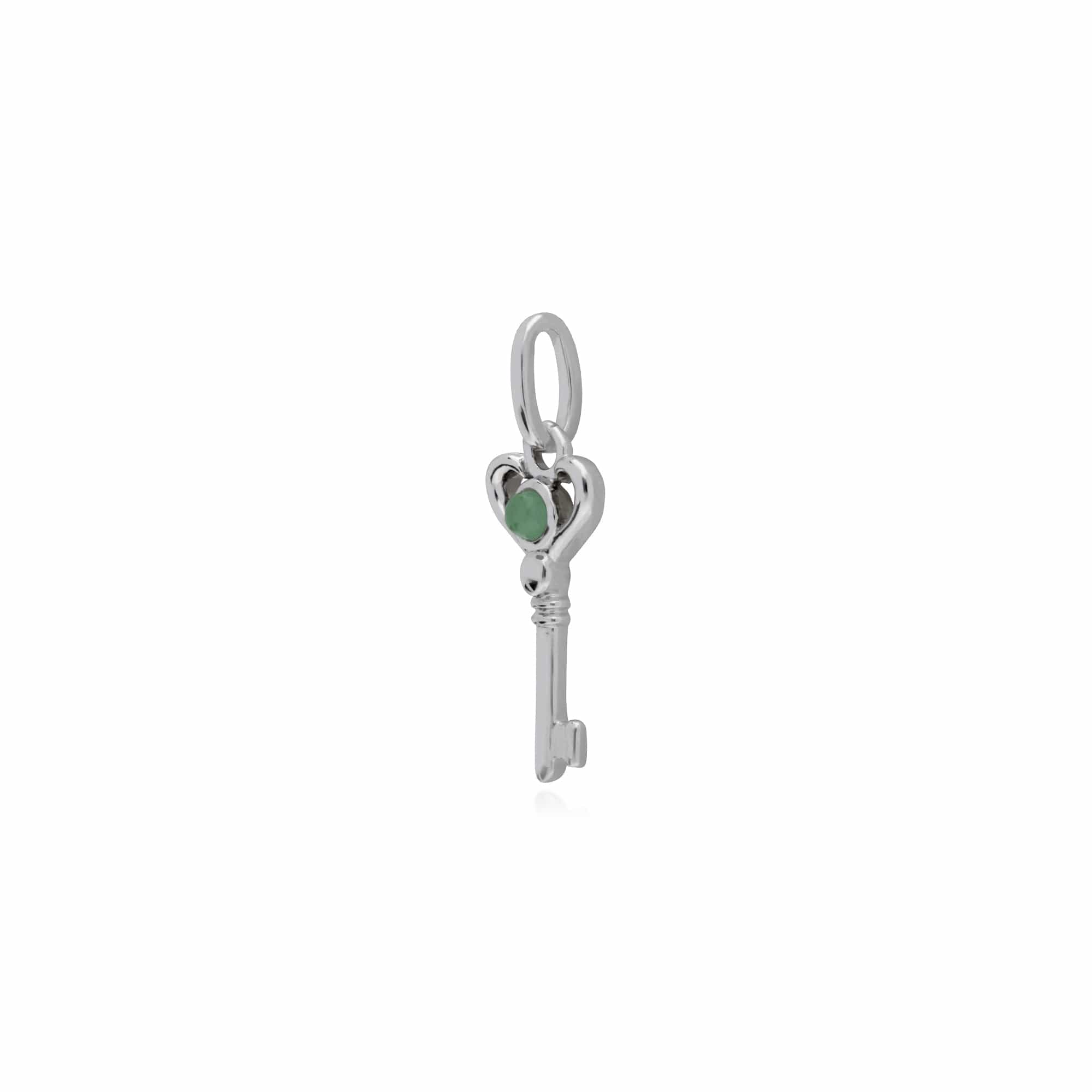 Gemondo Sterling Silver Jade Small Key Charm - Gemondo