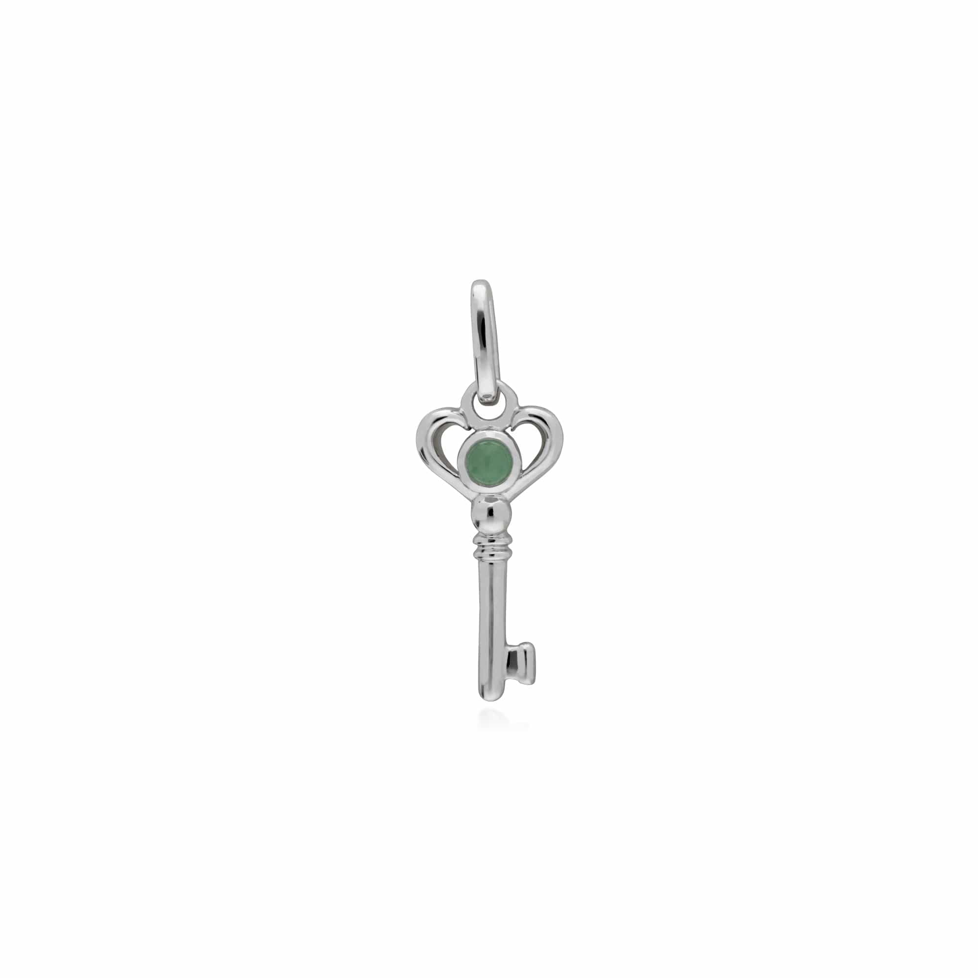 270P027501925-270P026601925 Classic Swirl Heart Lock Pendant & Jade Key Charm in 925 Sterling Silver 2
