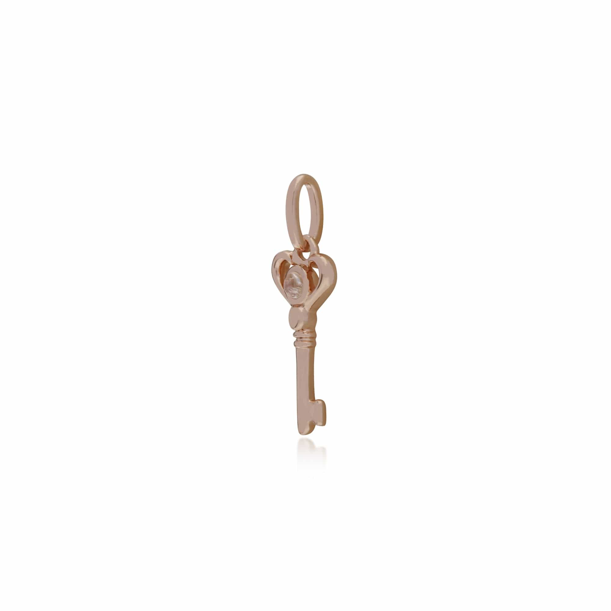 Rose Gold Plated Sterling Silver Moonstone Small Key Charm - Gemondo