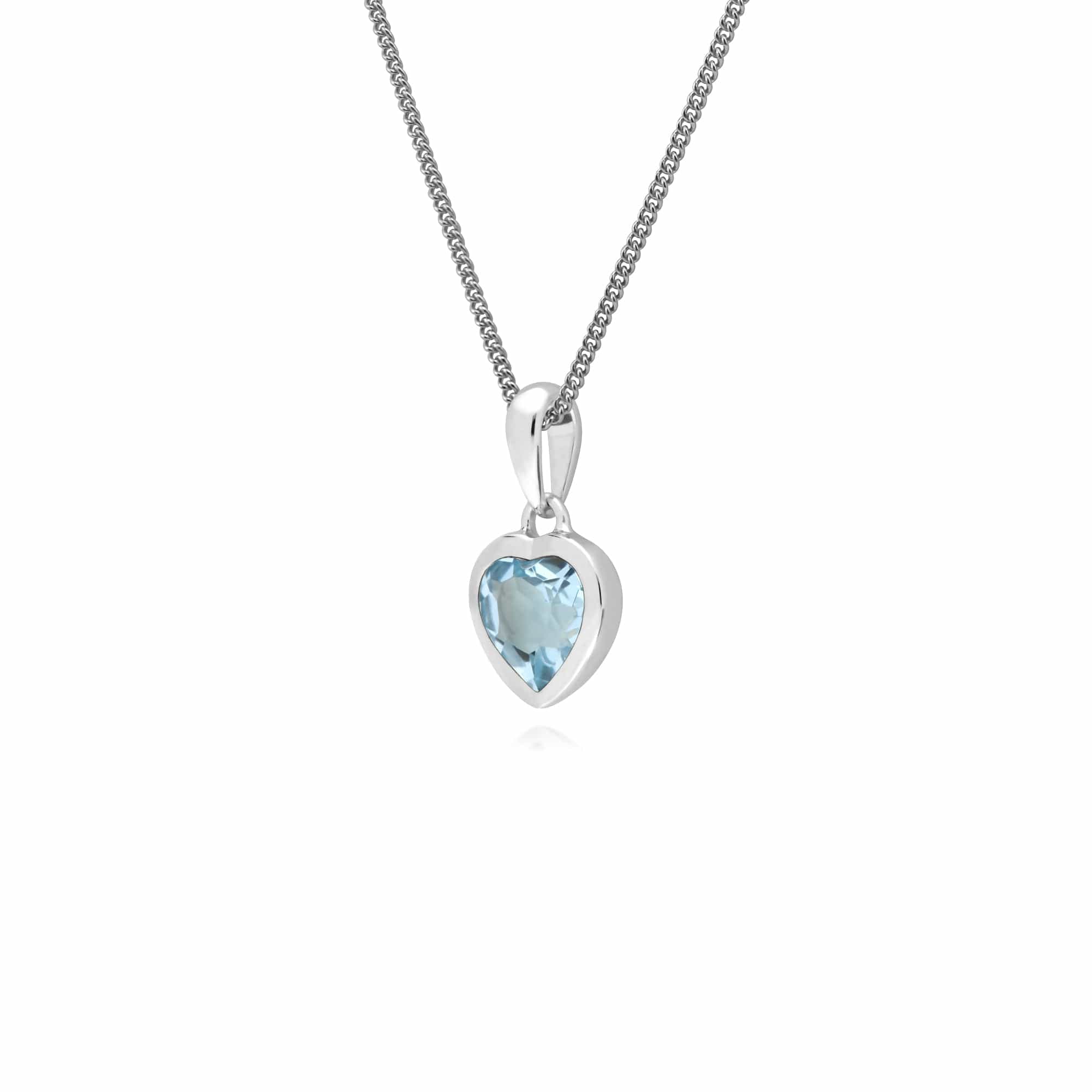 Essential Heart Shaped Blue Topaz Pendant in 925 Sterling Silver - Gemondo