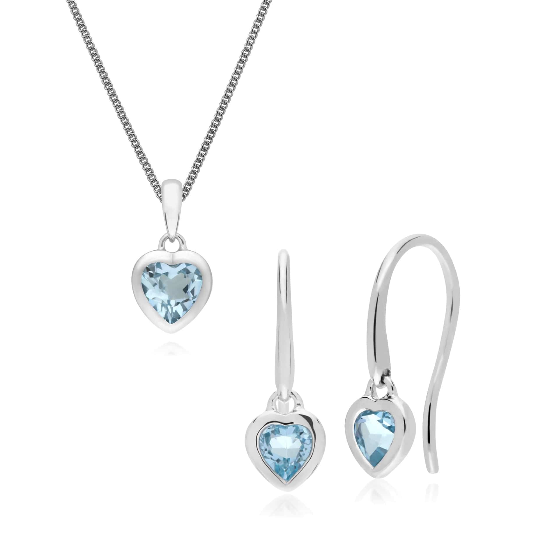 Classic Heart Blue Topaz Earrings & Pendant Set Image 1
