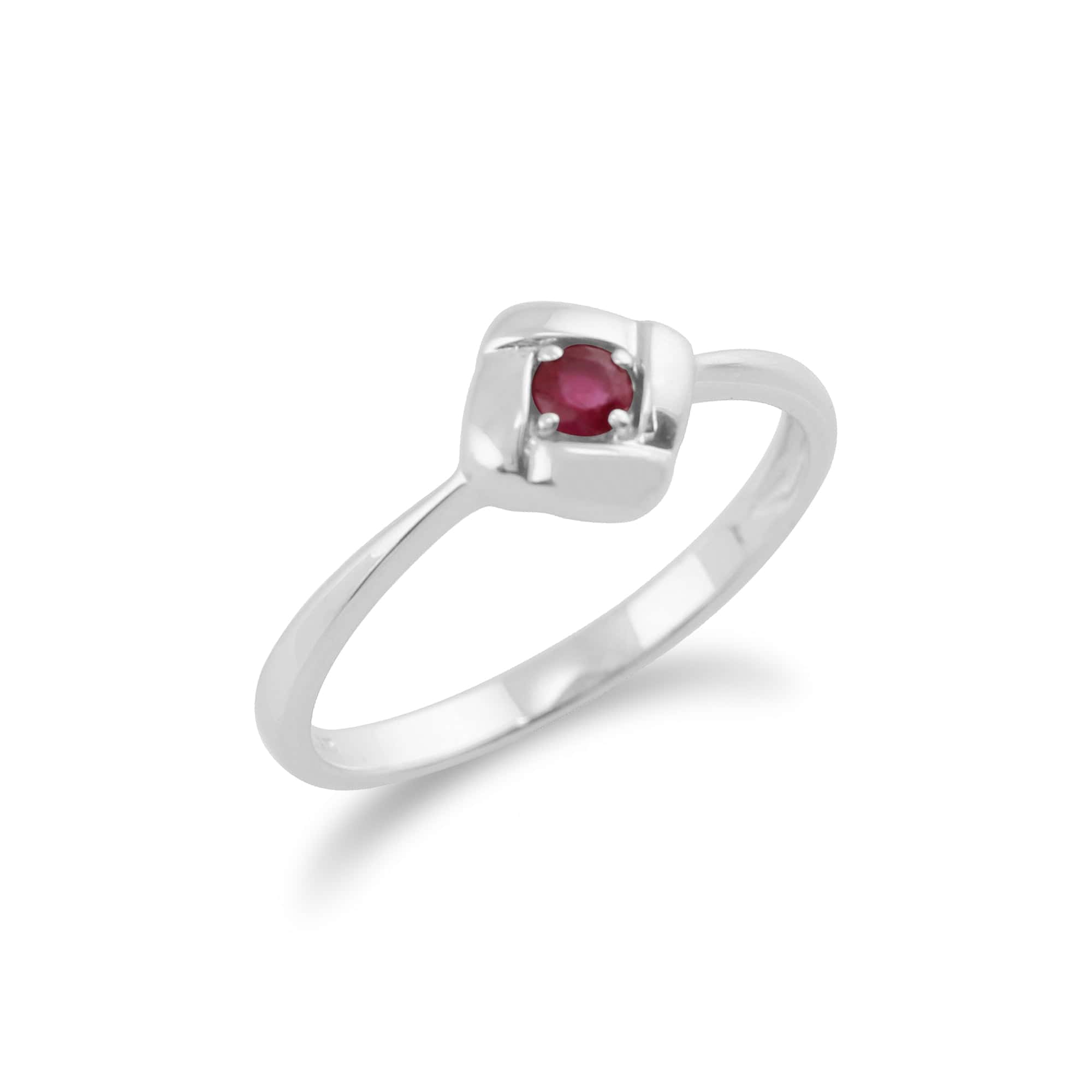 270R047801925 Gemondo 925 Sterling Silver 0.14ct Ruby Square Crossover Ring 2