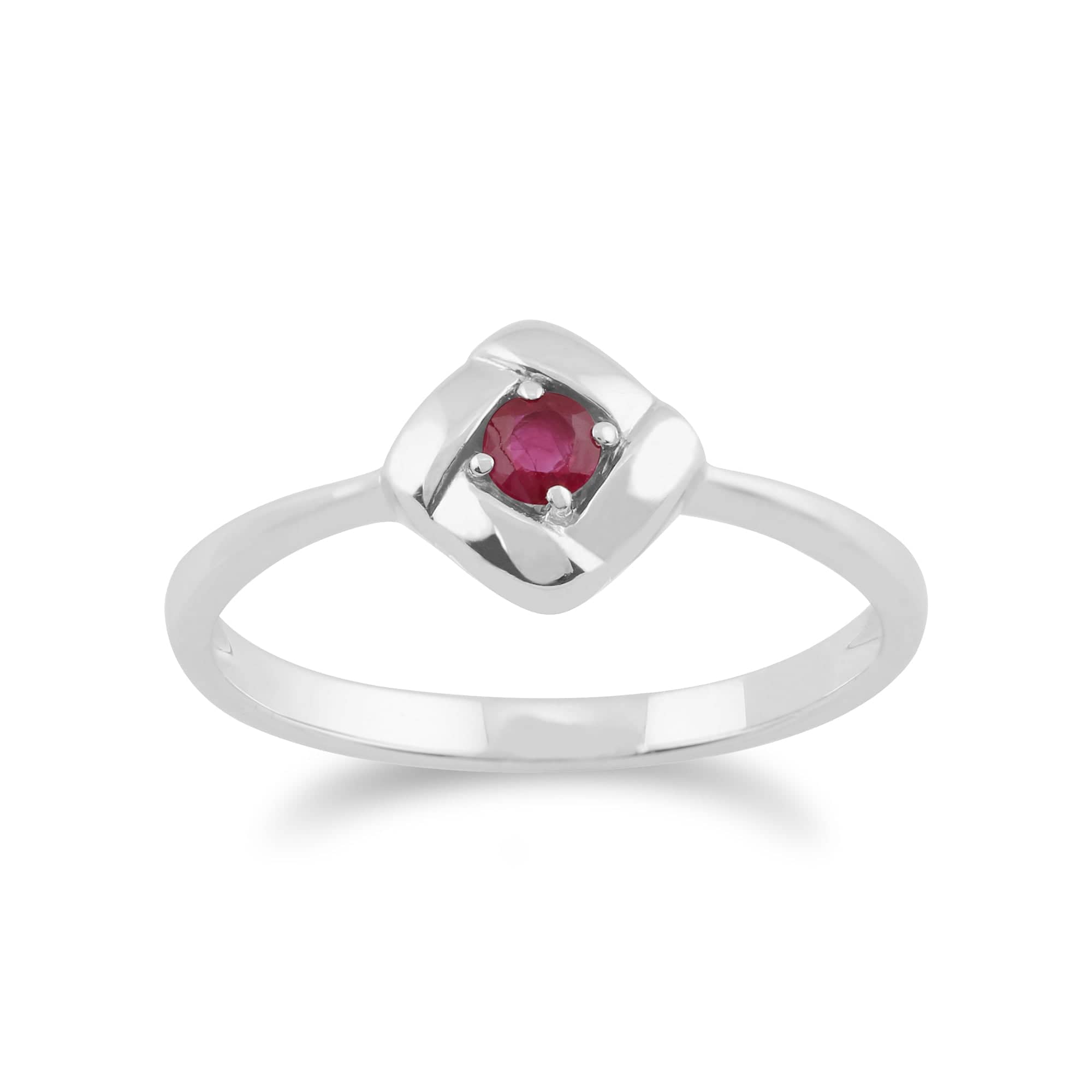 Gemondo 925 Sterling Silver 0.14ct Ruby Square Crossover Ring Image 1