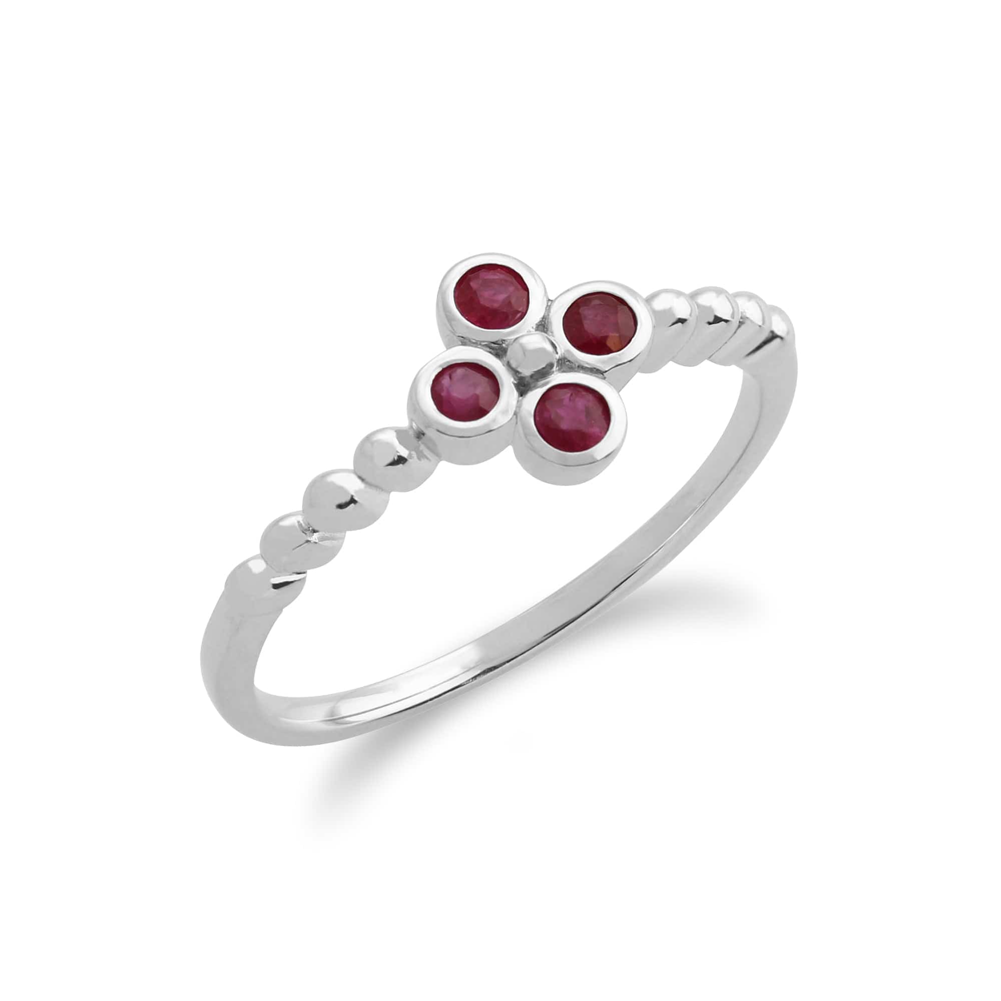 Gemondo Sterling Silver  0.25ct Ruby Cluster Ring Image 1
