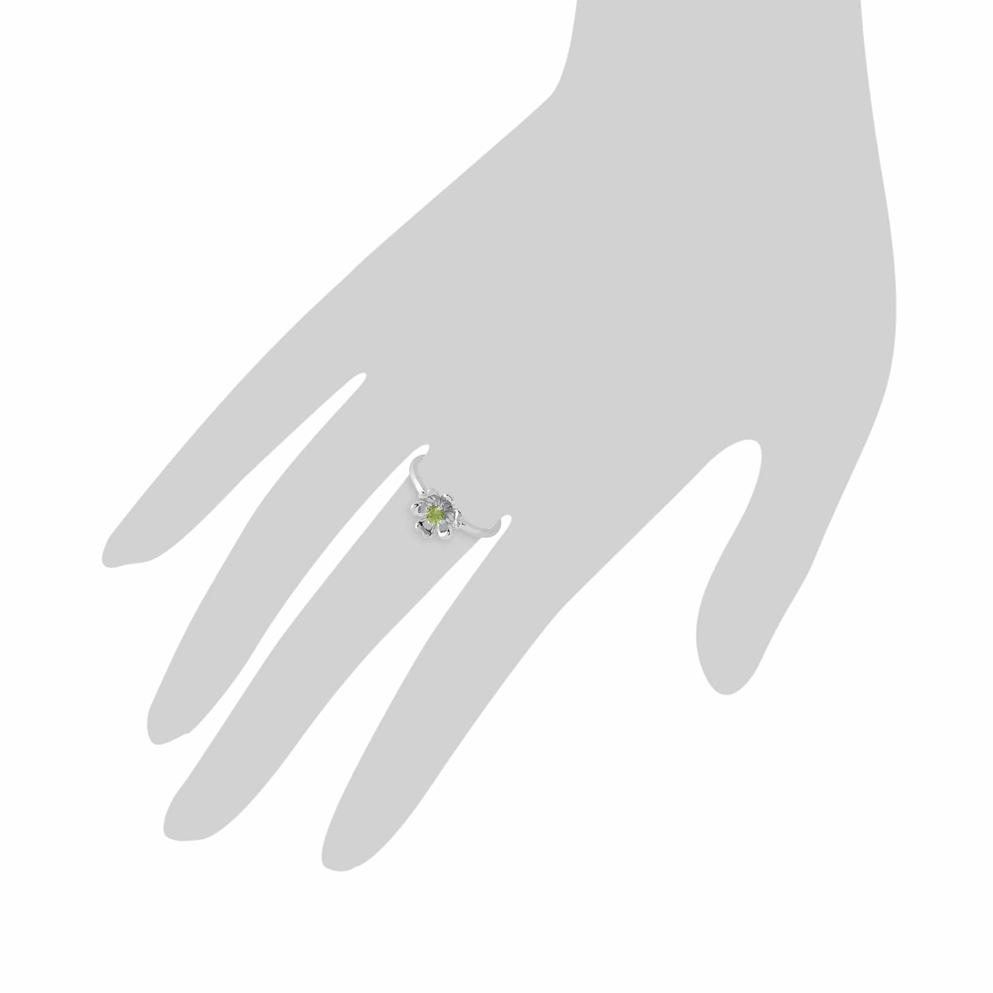 Gemondo 925 Sterling Silver 0.13ct Peridot Floral Ring Image 3