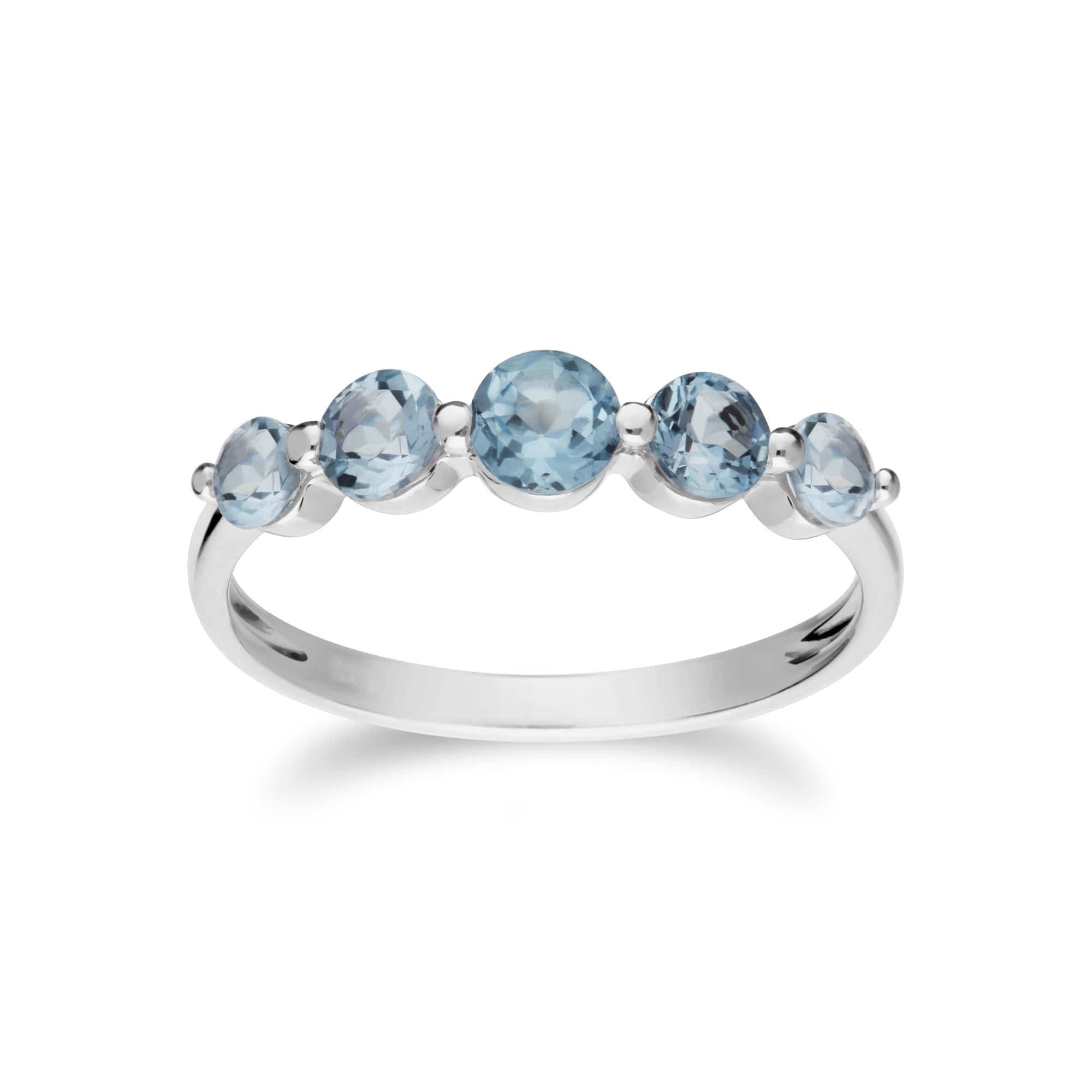 Essential Round Blue Topaz Five Stone Gradient Ring in 925 Sterling Silver - Gemondo