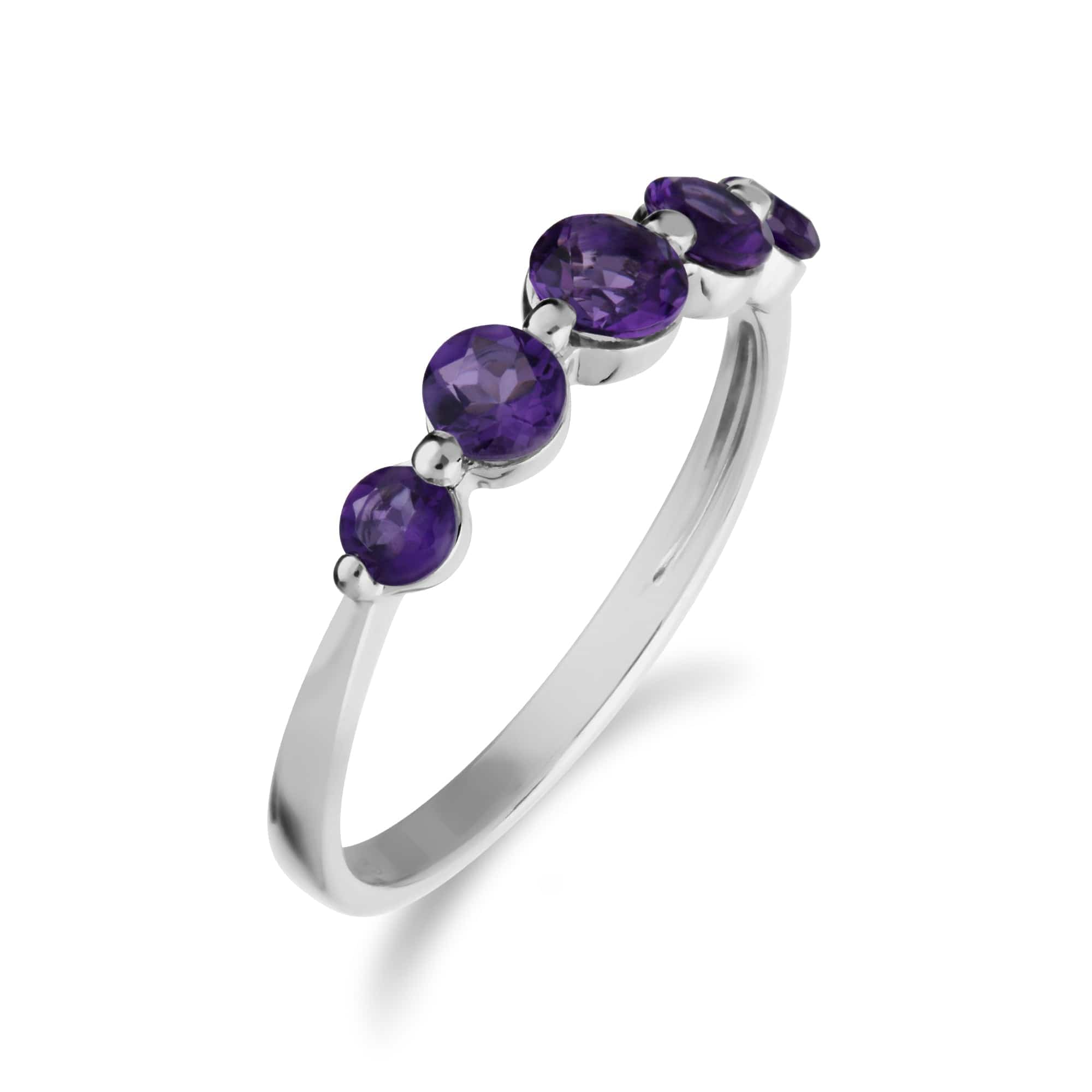 270R055903925 Essential Round Amethyst Five Stone Gradient Ring in 925 Sterling Silver 2