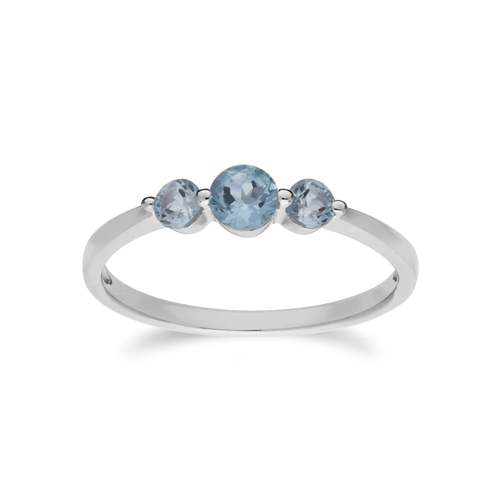Essential Round Blue Topaz Three Stone Gradient Ring in 925 Sterling Silver - Gemondo