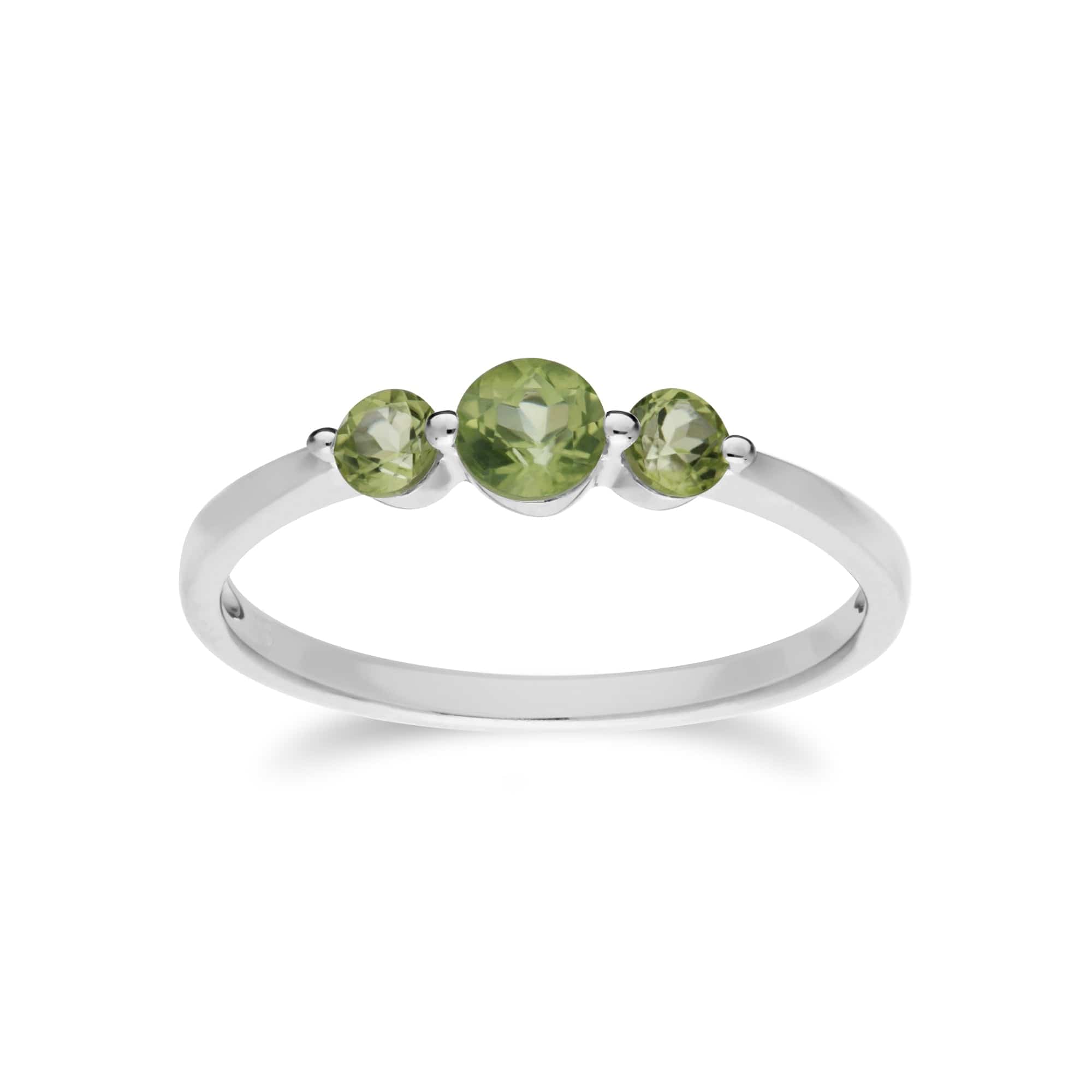 270N034204925-270R056004925 Classic Round Peridot Three Stone Gradient Ring & Necklace Set in 925 Sterling Silver 3