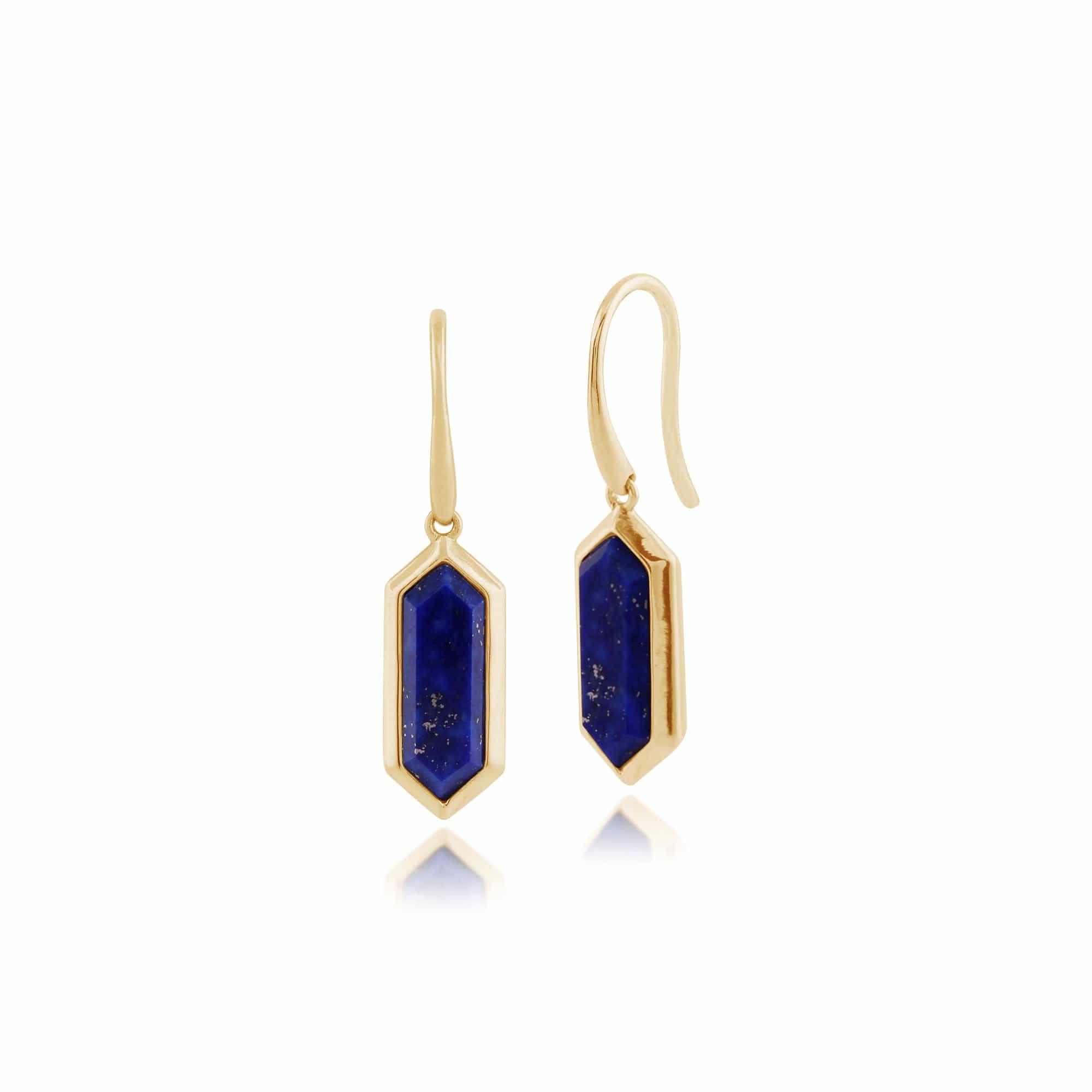 Geometric Lapis Lazuli Bezel Drop Earrings & Pendant Set in Image 2
