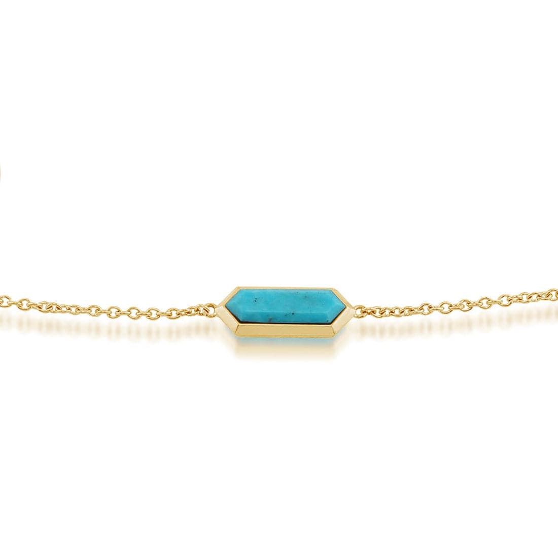 Geometric Hexagon Turquoise Prism Gold Plated Silver Bracelet