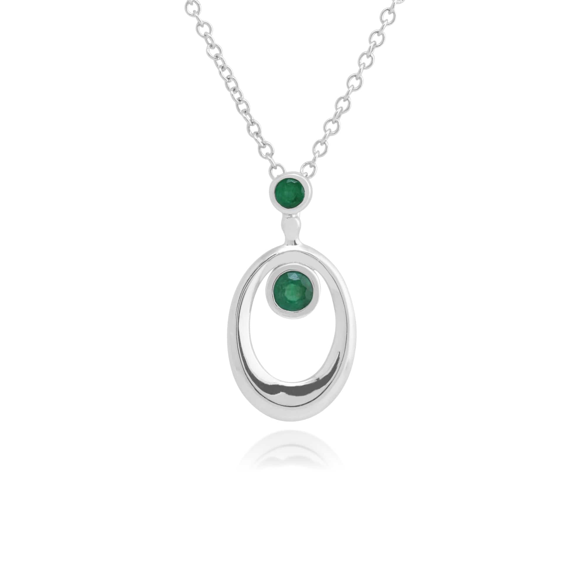 Gemondo 925 Sterling Silver 0.20ct Emerald Pendant on 45cm Chain Image