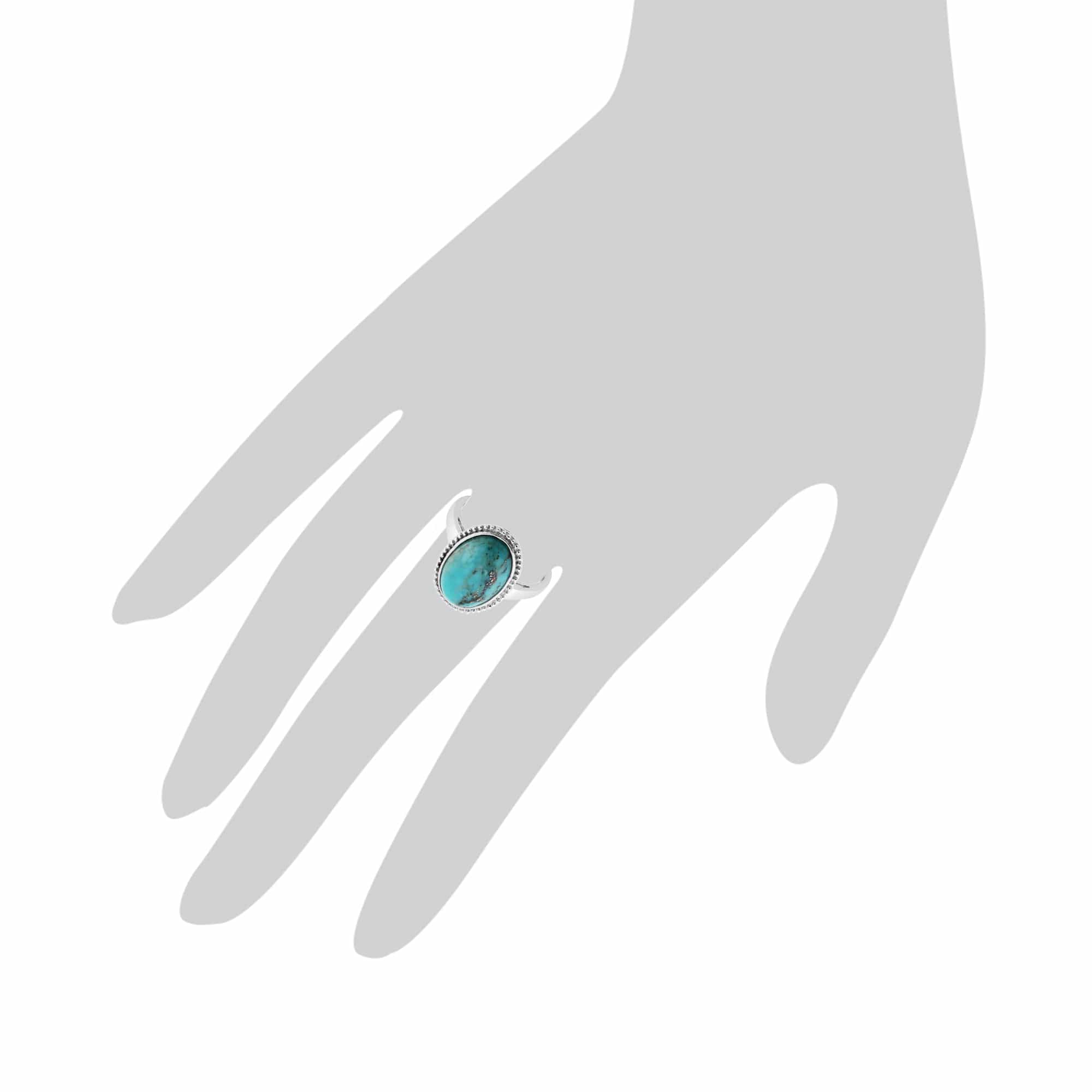 271R015901925 Gemondo Sterling Silver 4ct Turquoise Cabochon Oval Bezel Set Single Stone Ring 3