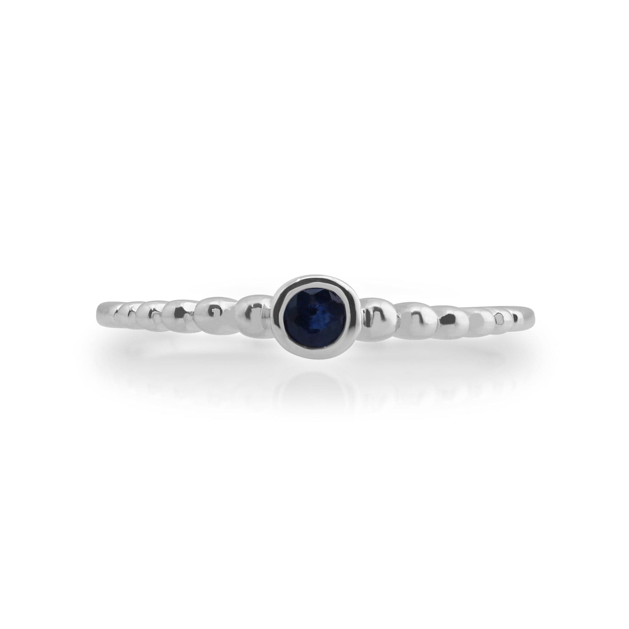 Essential Round Sapphire Bezel Set Stack Ring in 925 Sterling Silver