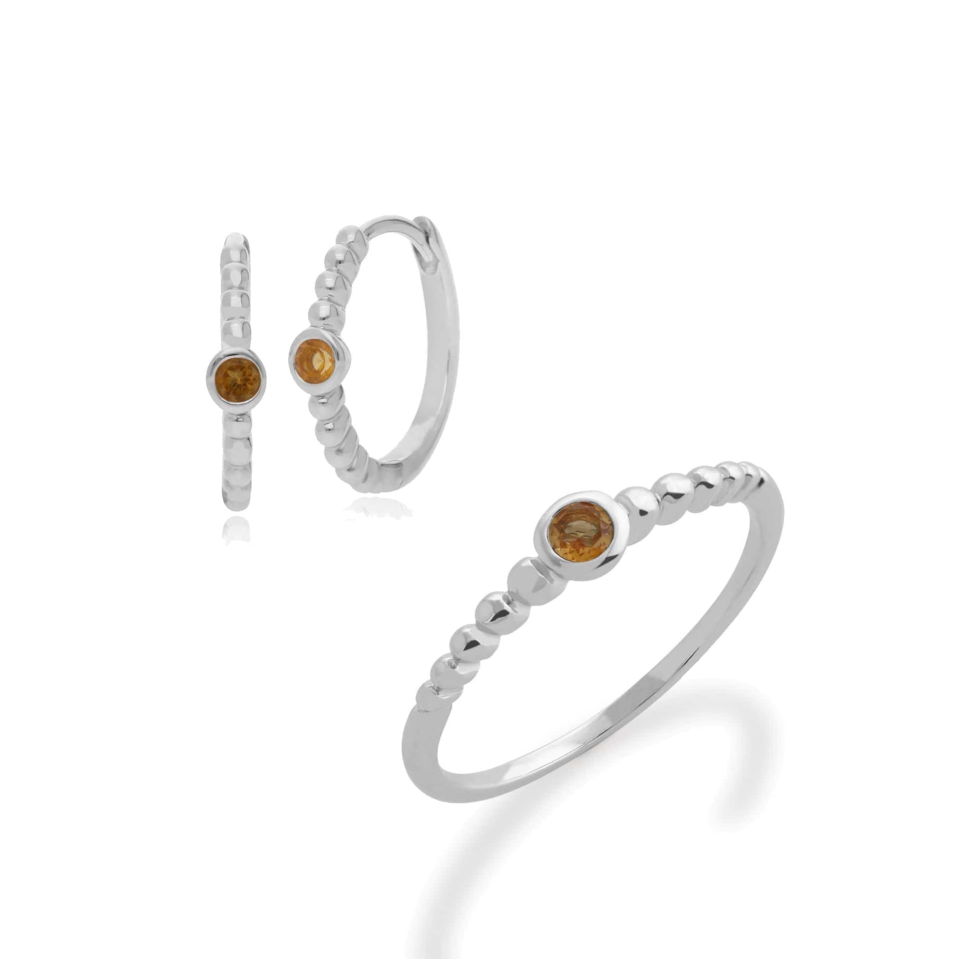 Essential Citrine Bezel Hoop Earrings & Ring Set Image 1