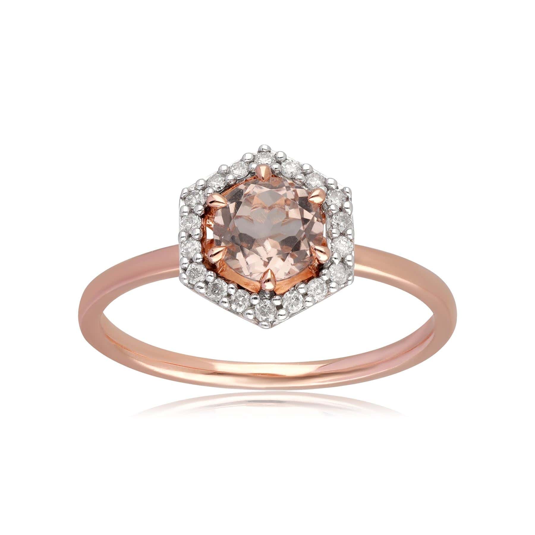 9ct Rose Gold 0.556ct Morganite & Diamond Halo Engagement Ring Large 1