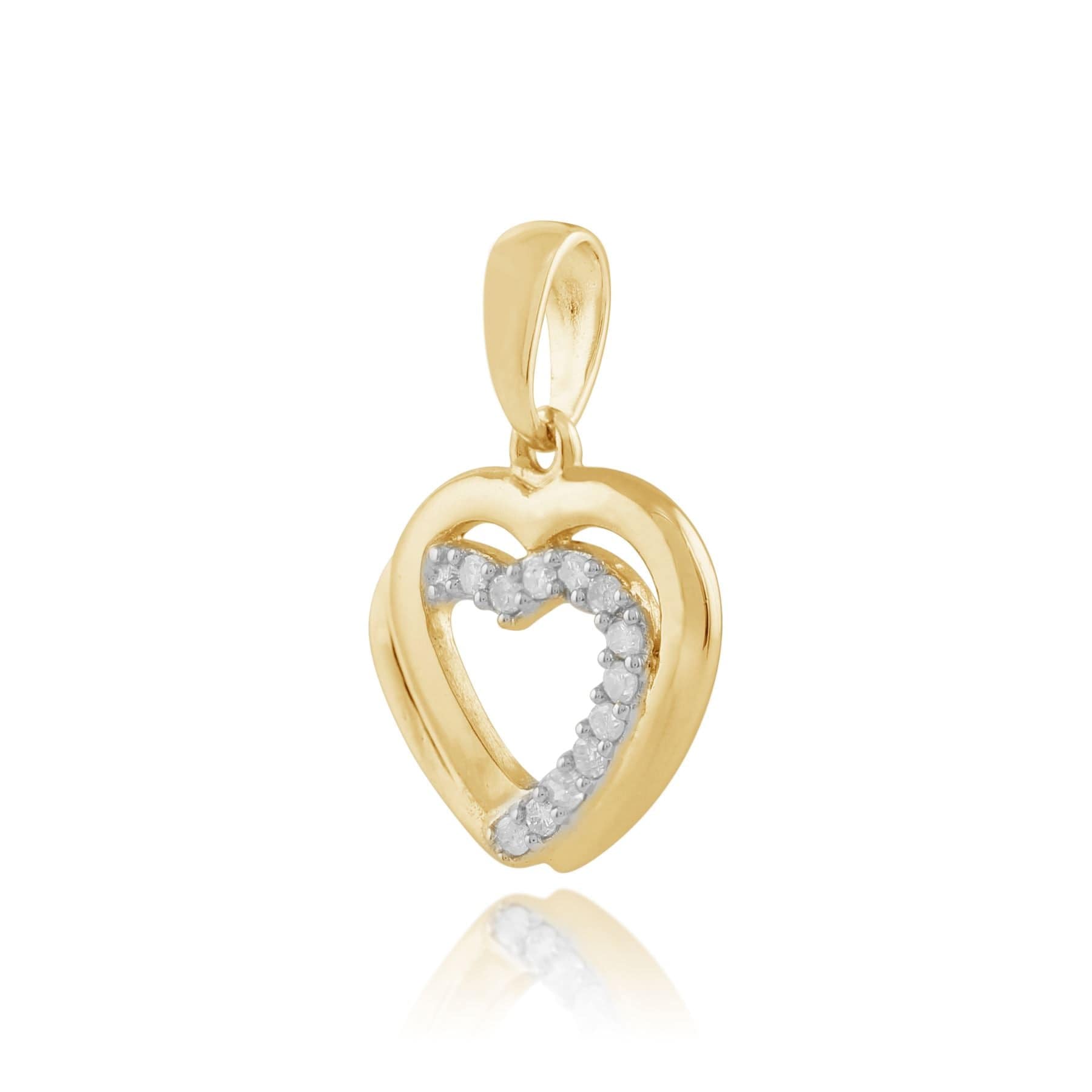 191P0697019 Gemondo 9ct Yellow Gold 0.06ct Diamond Hearts Pendant on Chain 2