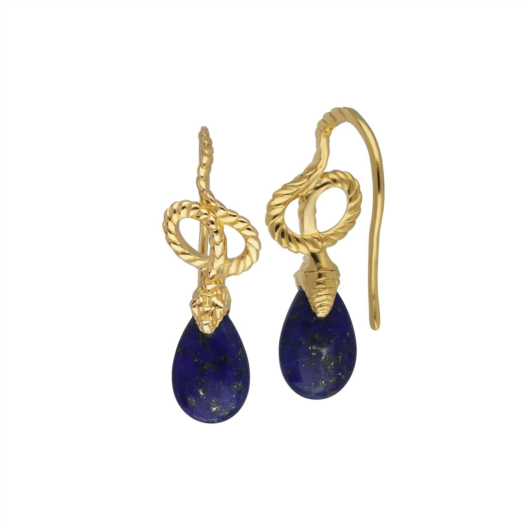 253E316401925 ECFEW™ Lapis Lazuli Winding Snake Drop Earrings In Sterling Silver 3